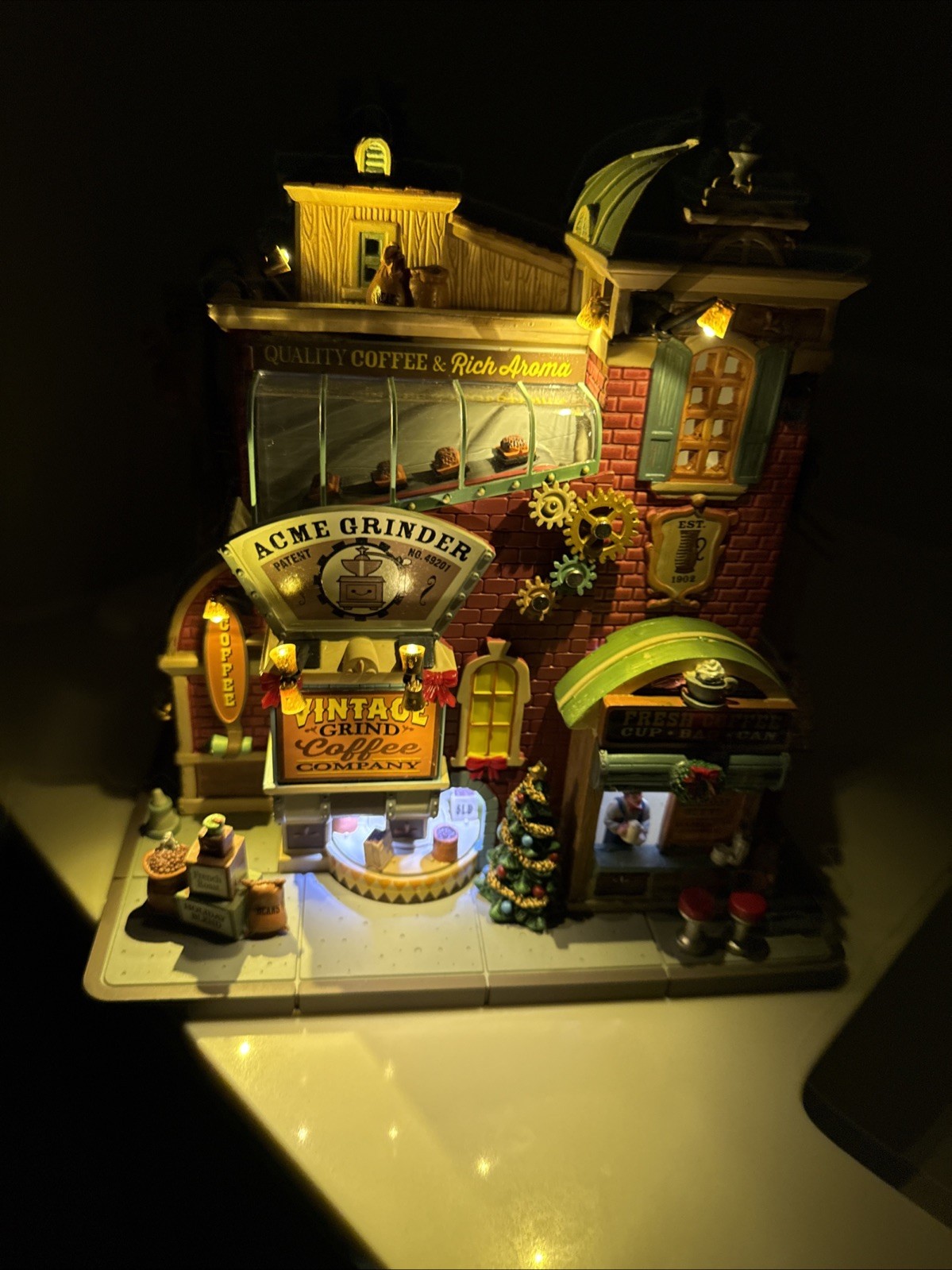 Lemax Grind Coffee Company Lighted & Sounds Tested Working Animated In Box