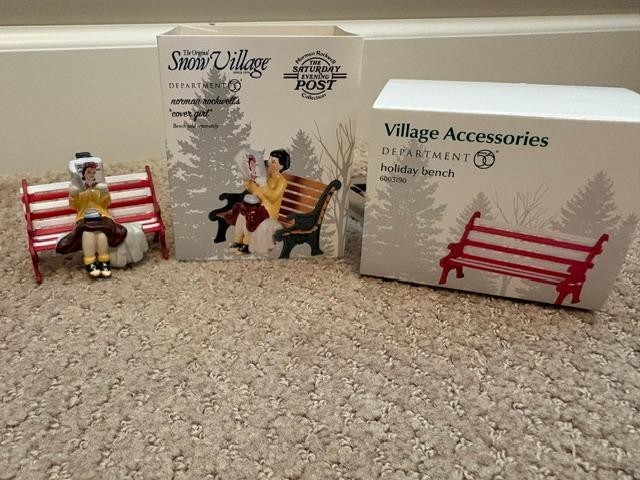 Department 56 Cover Girl sitting on Holiday Bench – Set of 2