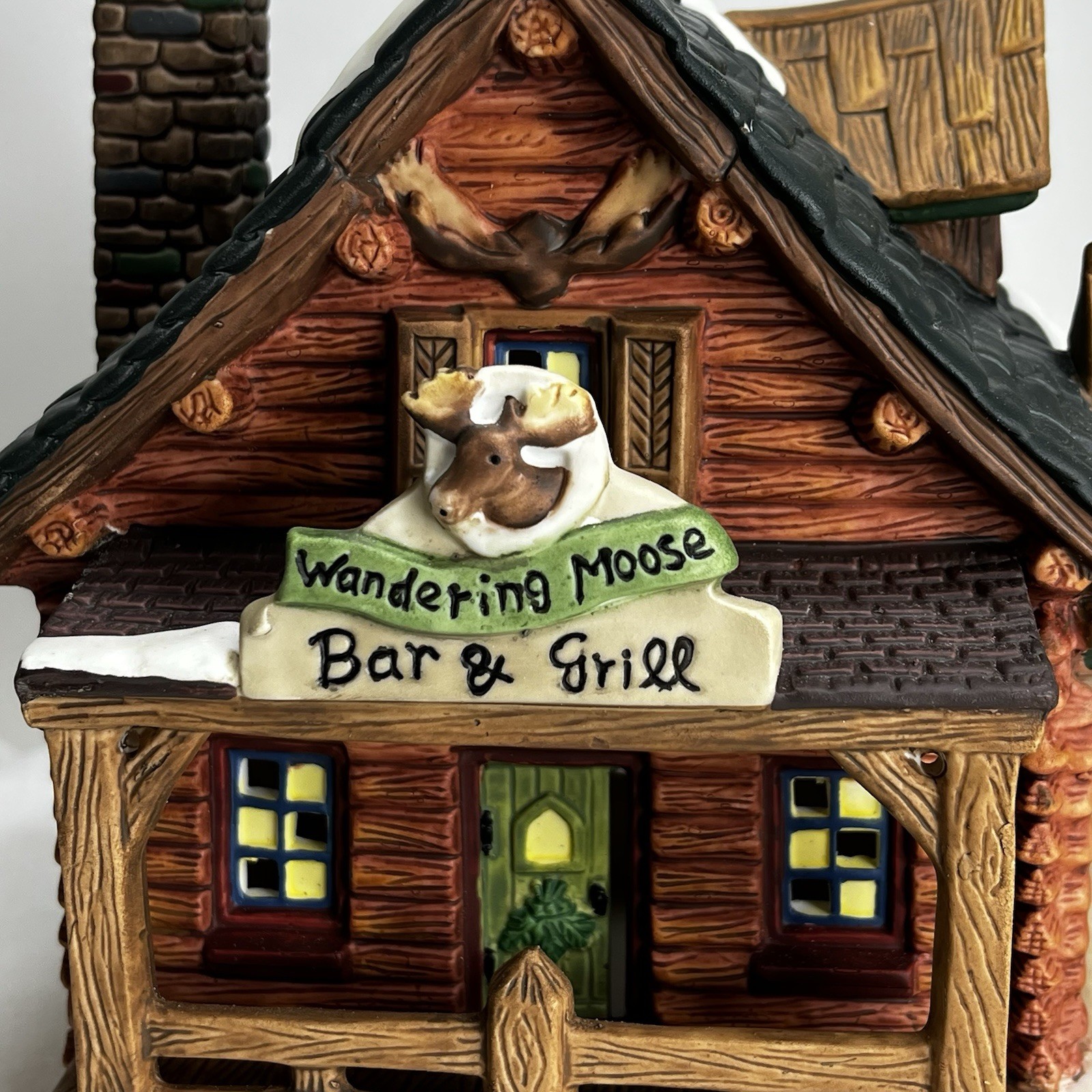 Santa’s Workbench Wandering Moose Bar & Grill Christmas Village- Log Cabin