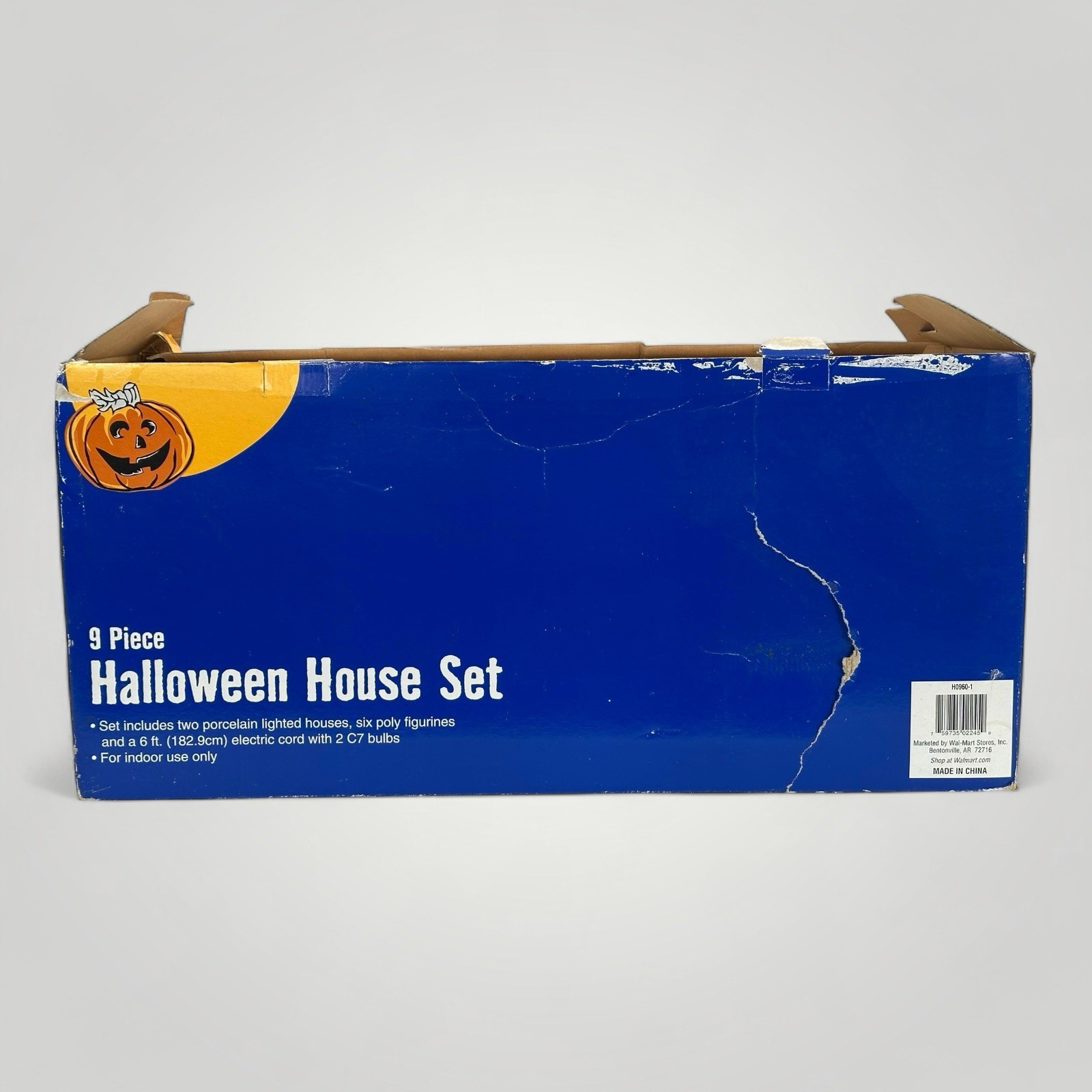 VTG O’Well Halloween Village Complete Set 2 Lighted Houses 6 Figures Box