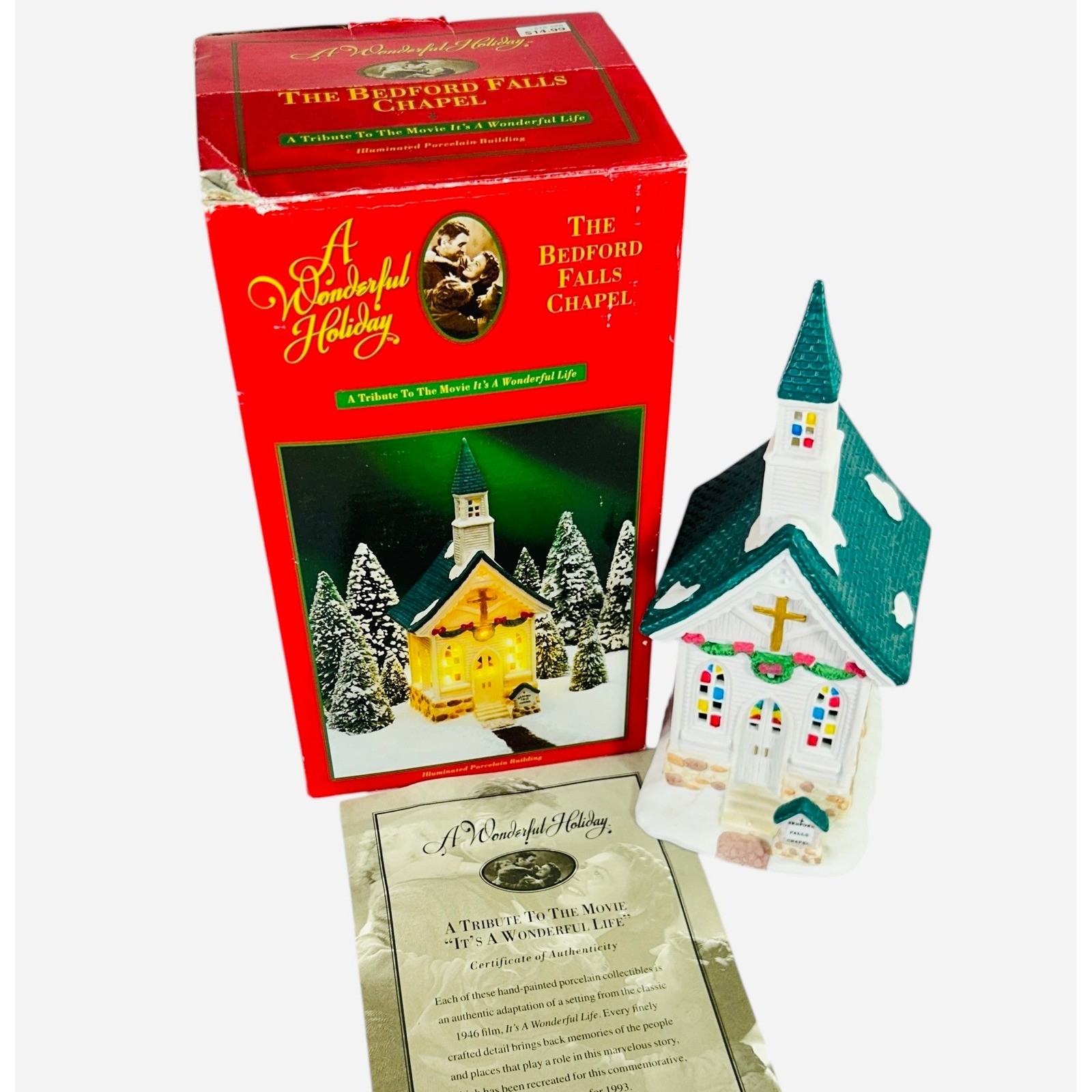 A Wonderful Holiday The Bedford Falls Chapel 1993 It’s A Wonderful Life Box COA
