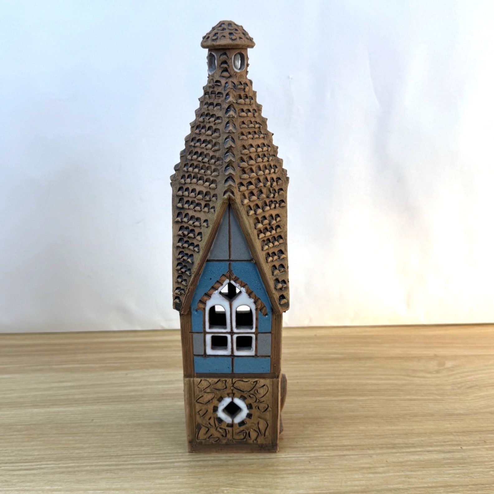 Handcrafted Lithuanian Ceramic Incense Tea Light House With Detachable Roof