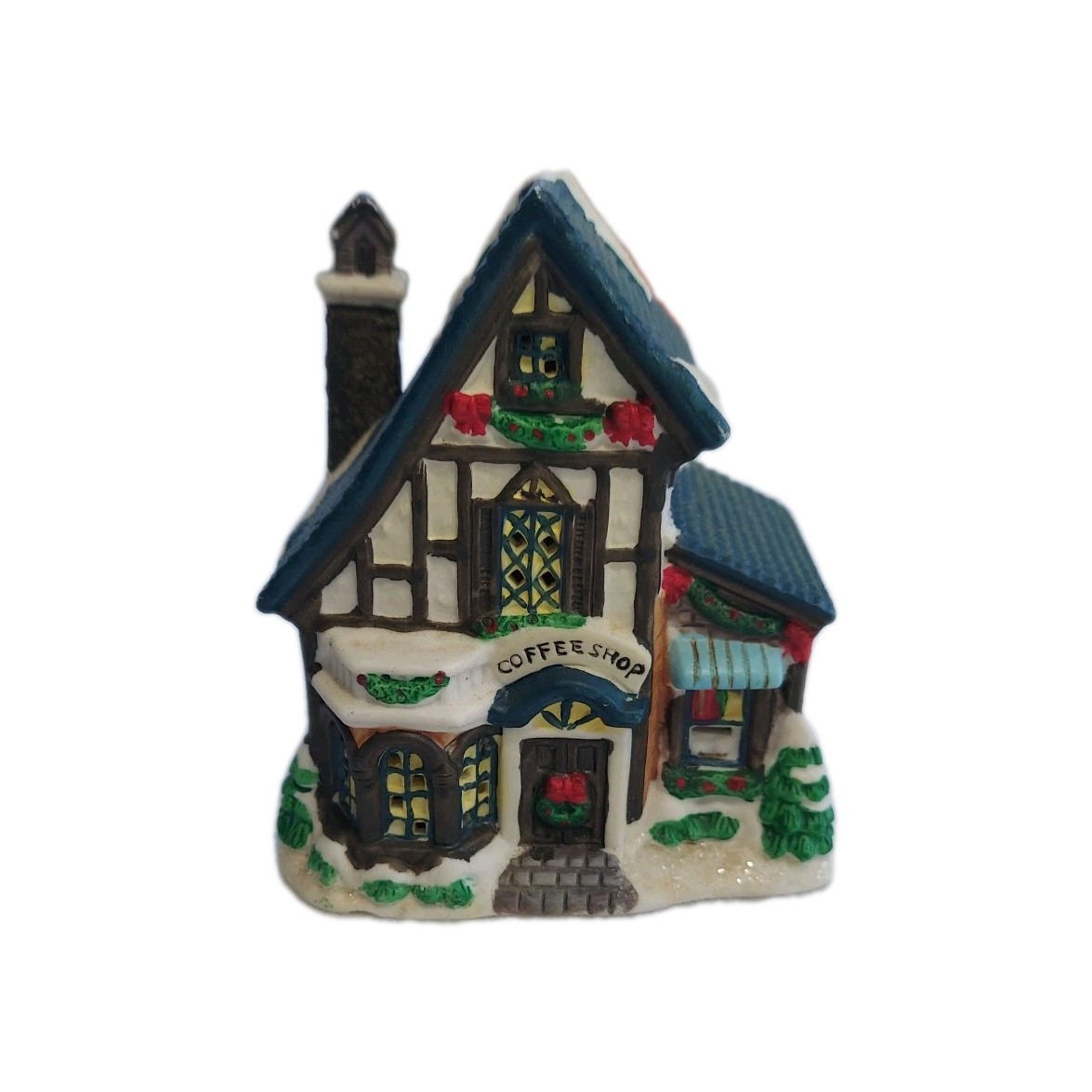 Coffee Shop Christmas Village Coffee Ceramic Shop 4.5″ Tall ***READ AND See Pics