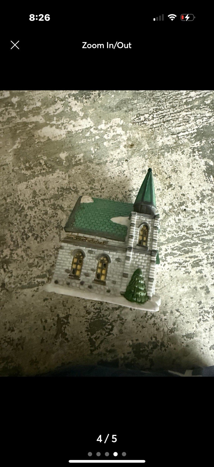 Trim a Home 1994 Christmas Village Church Ceramic House Painted White Green Red