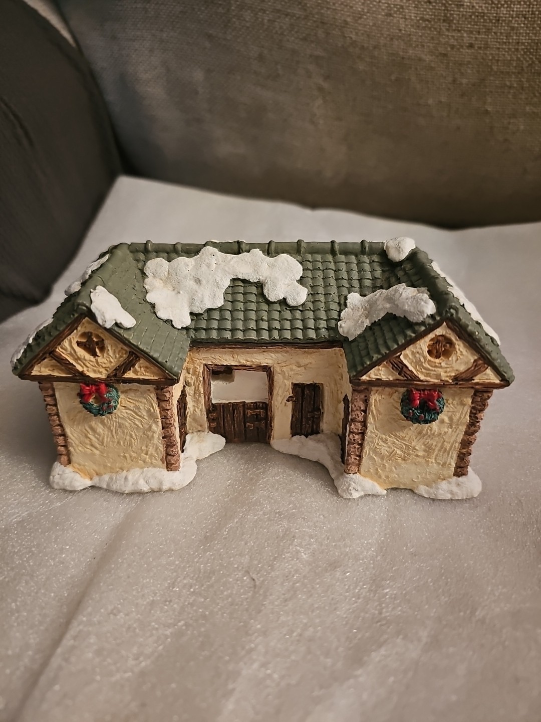 Christmas Village Blue Porch Coffee Shop Lighted/No