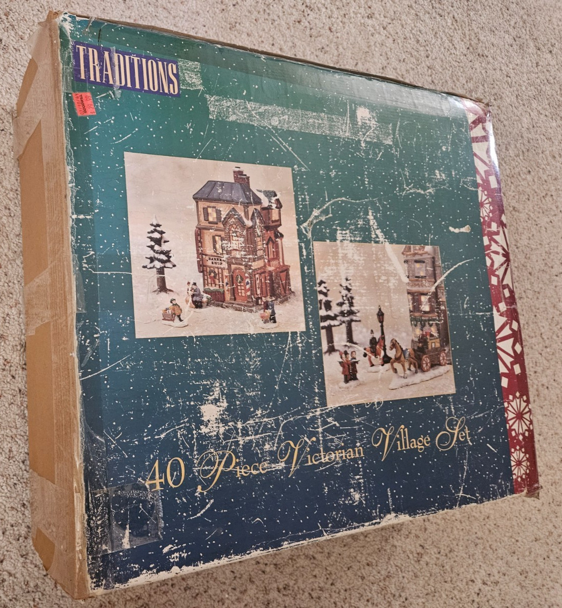 1994 TRADITIONS 40 Piece Christmas Victorian Village Set – Lighted – No Chips
