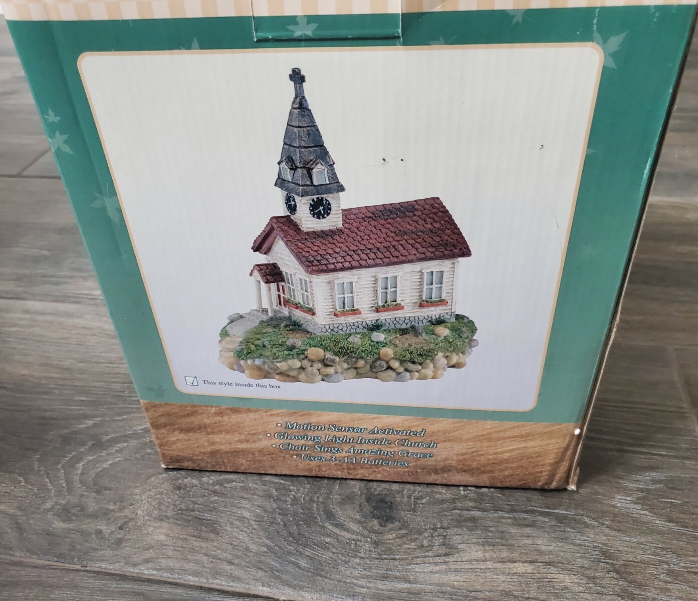 NIB VINTAGE MUSICAL LIGHT UP HARD PLASTIC CHURCH STEEPLE 1960’S AMAZING GRACE