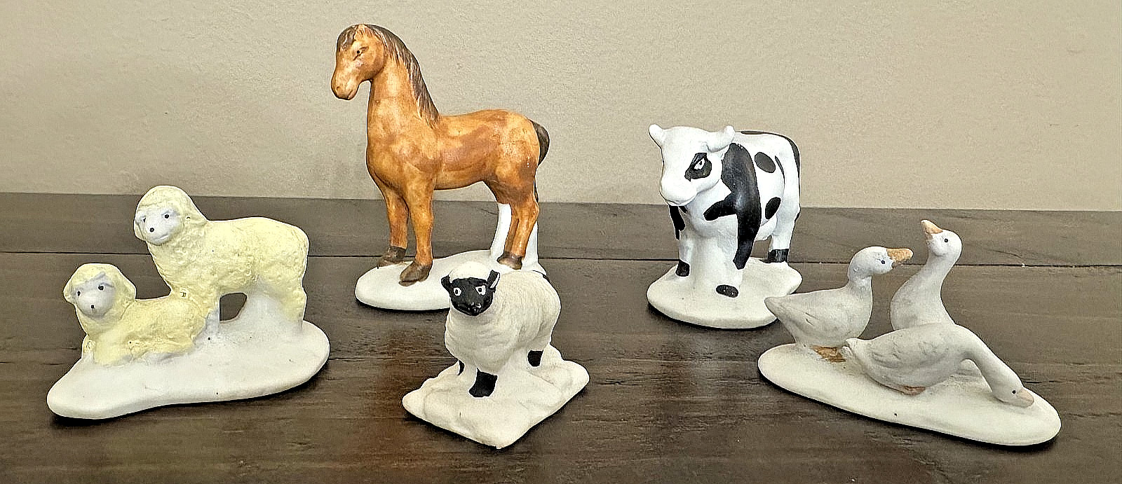 1993 Lemax Village Collection Farm Animals Horse Sheep Cow Duck Lot of 5 Vintage