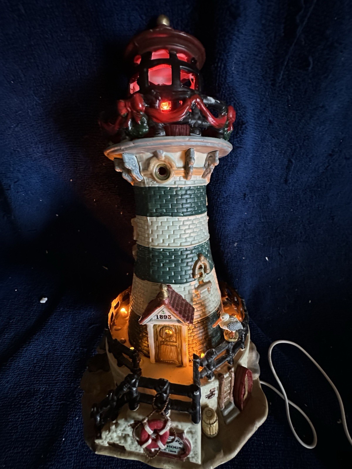 Lemax Christmas Village Old Cape Lighthouse Rotating Light Coastal Christmas