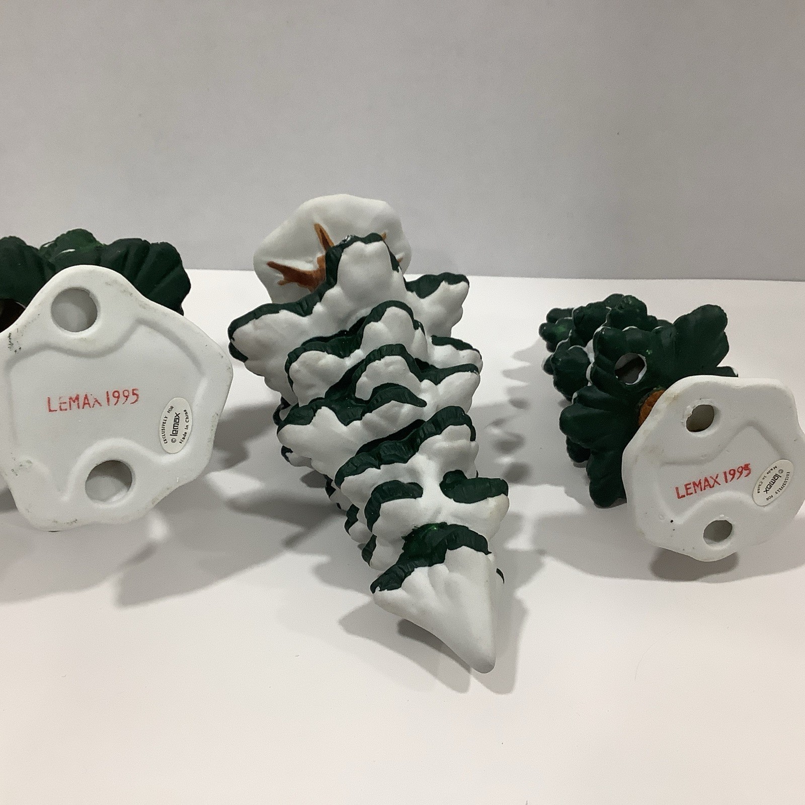 Lemax Hearthside Village #53159 Porcelain Pine Tree Set Of 3 1995