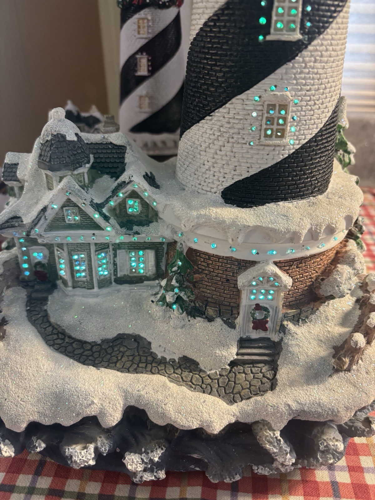 Holiday Lighthouse Christmas Fiber Optics Lights WORKS! Includes Adapter