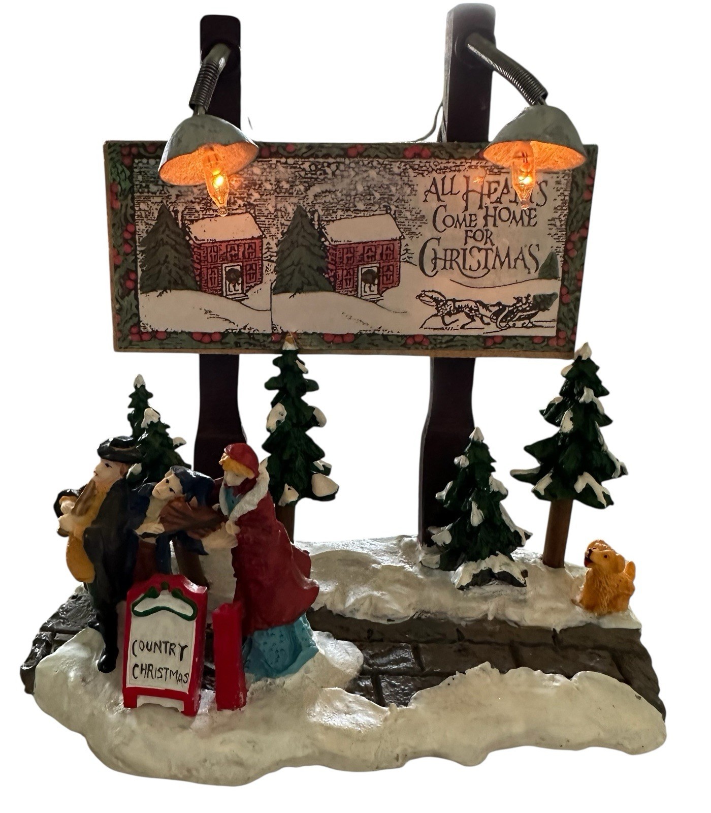 Winter Valley Series Polyresin Scene Lighted Sign #602577 IOB 1999 Christmas