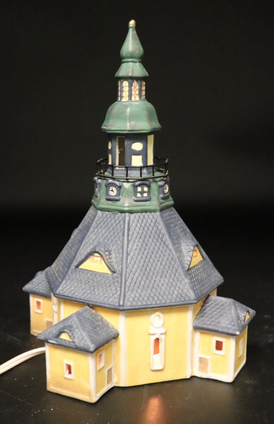 Vintage G. Wurm Lighted Church Chapel Christmas Village Building Ceramic Germany