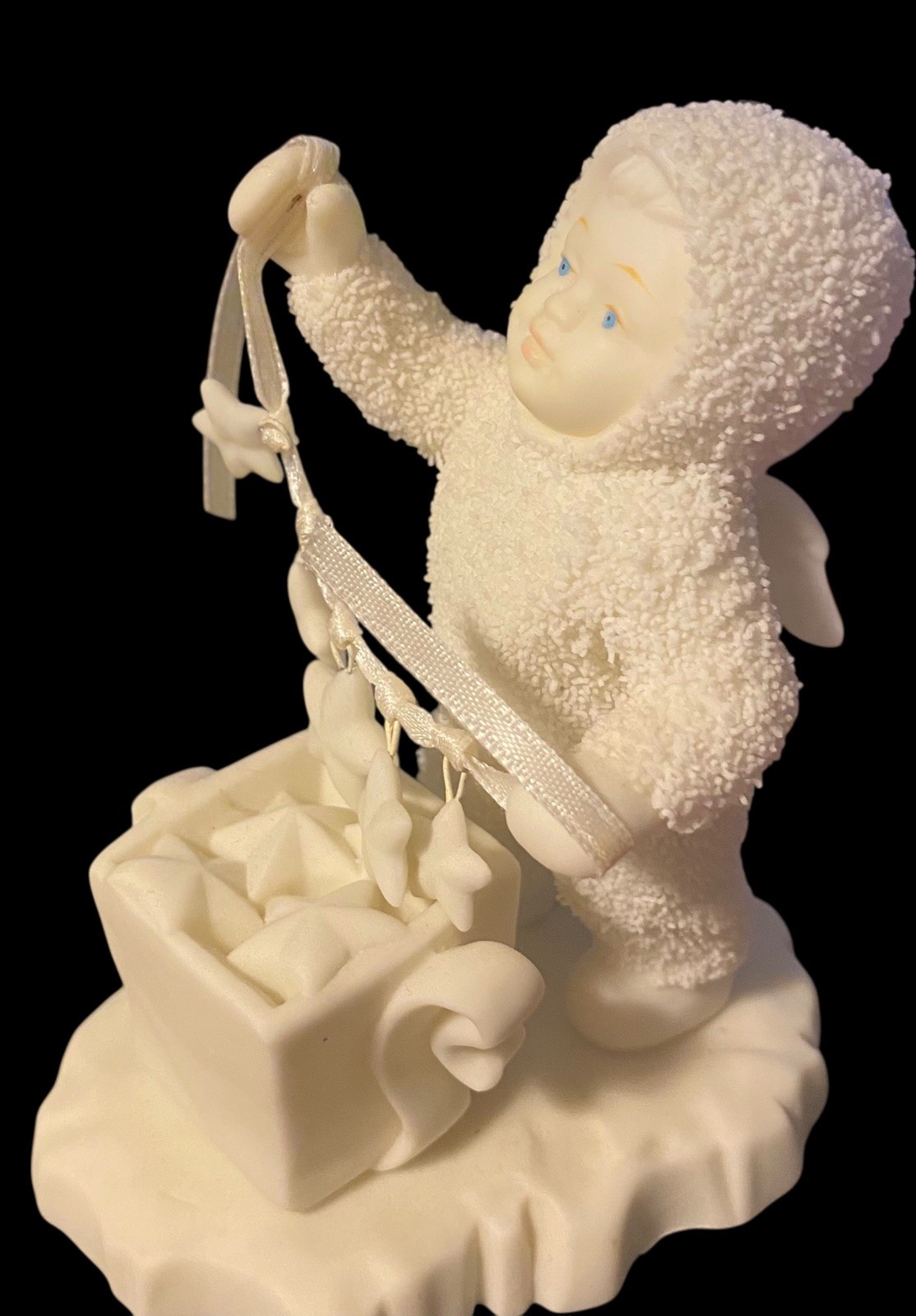 Dept 56 Snow Babies Stringing Fallen Stars Figurine Made In Taiwan In Box