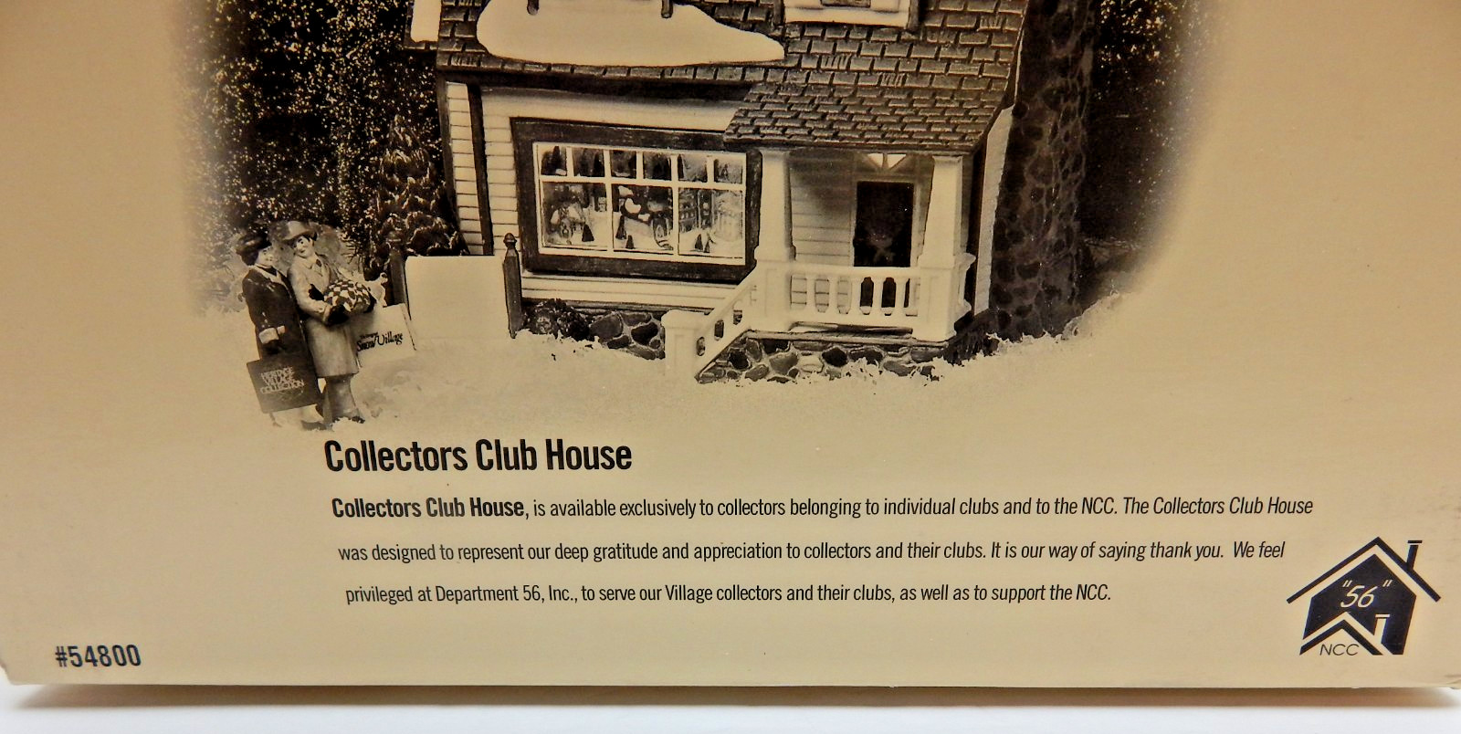 Dept 56 Collectors Club House #54800 Old Stock w/Light Cord, Box Figurine