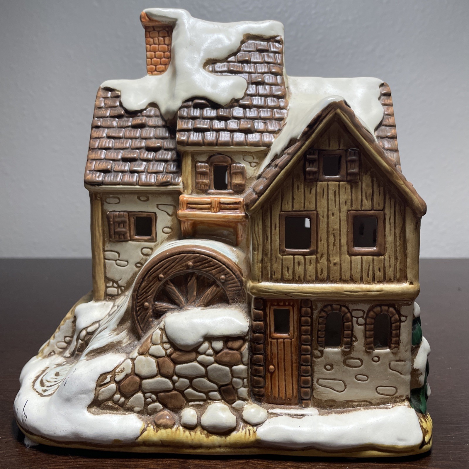 Rare 1990 Lefton Colonial Village Water Mill House Byron Wood Christmas
