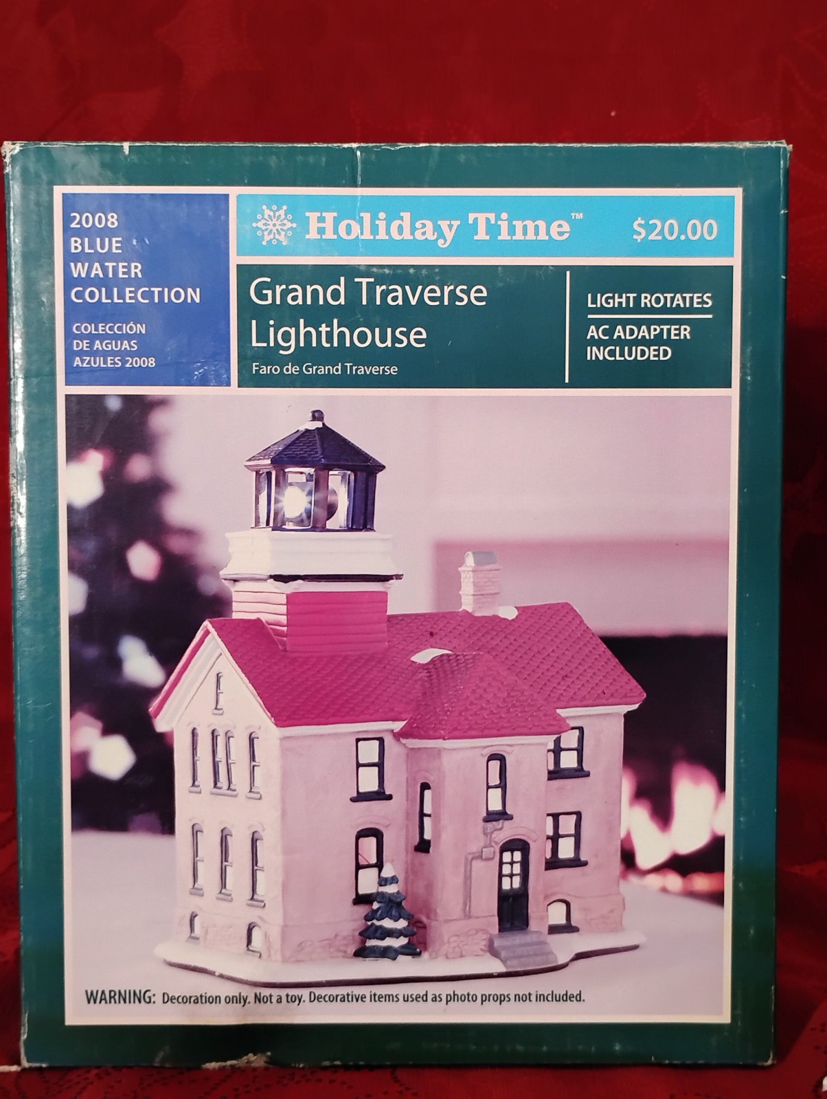 Holiday Time Grand Traverse Lighthouse Rotating Light 2008 In Box