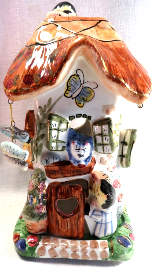 Cats Tealight Holder Cats In PJ’s Inn Ceramic 2001 ( Blue sky) Popular