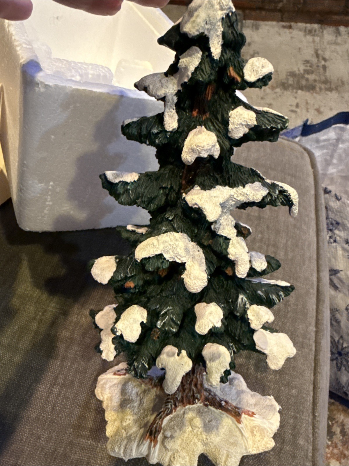 Lemax Ceramic Memory Makers Green Tree With Snow 1997