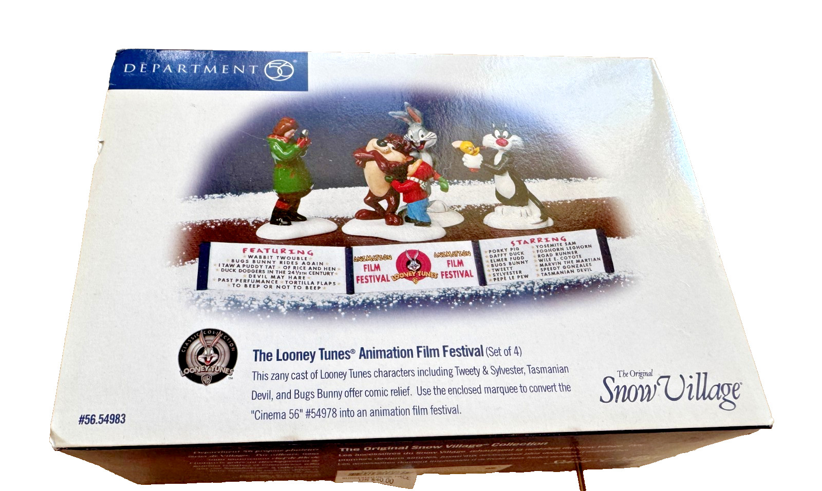 Department 56 Snow Village Looney Tunes Animation Film Festival 54983 New in Box
