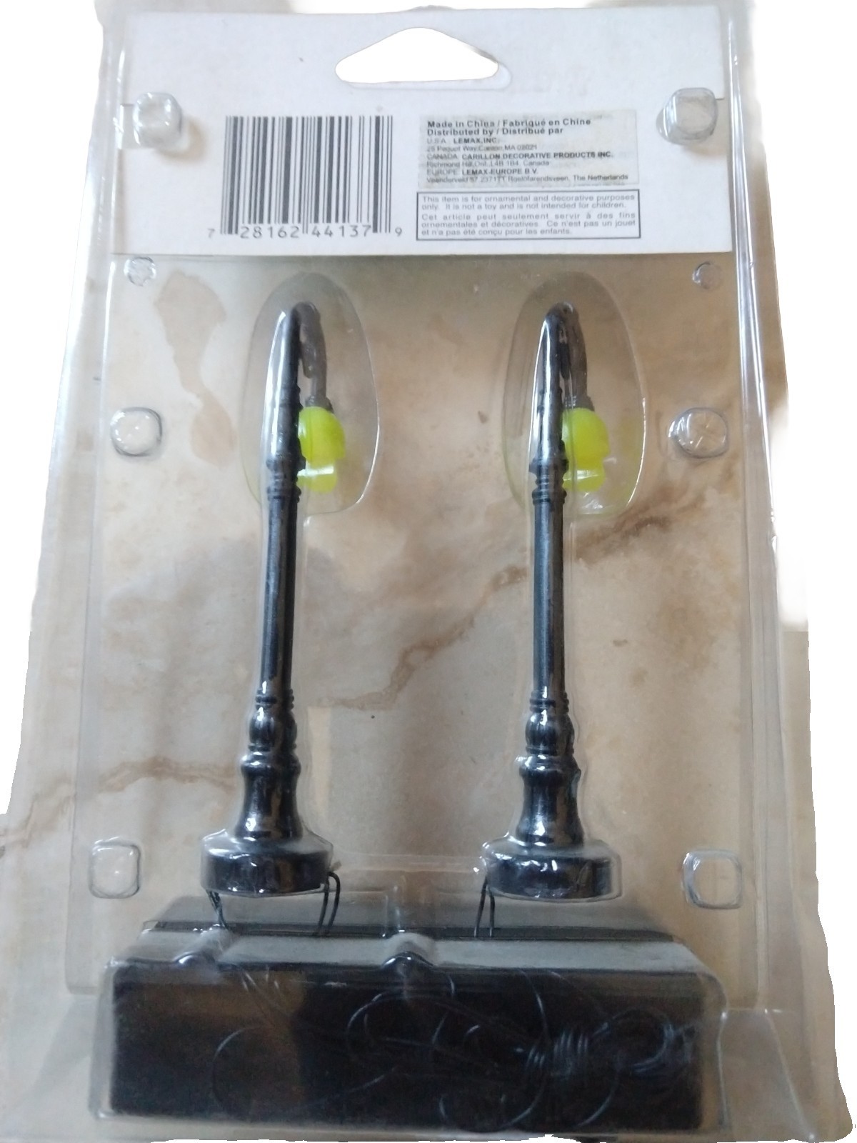 NOS Lemsx 2004 Spooky Town Collection Skull Street Lamp Set of 2 #44137 RETIRED