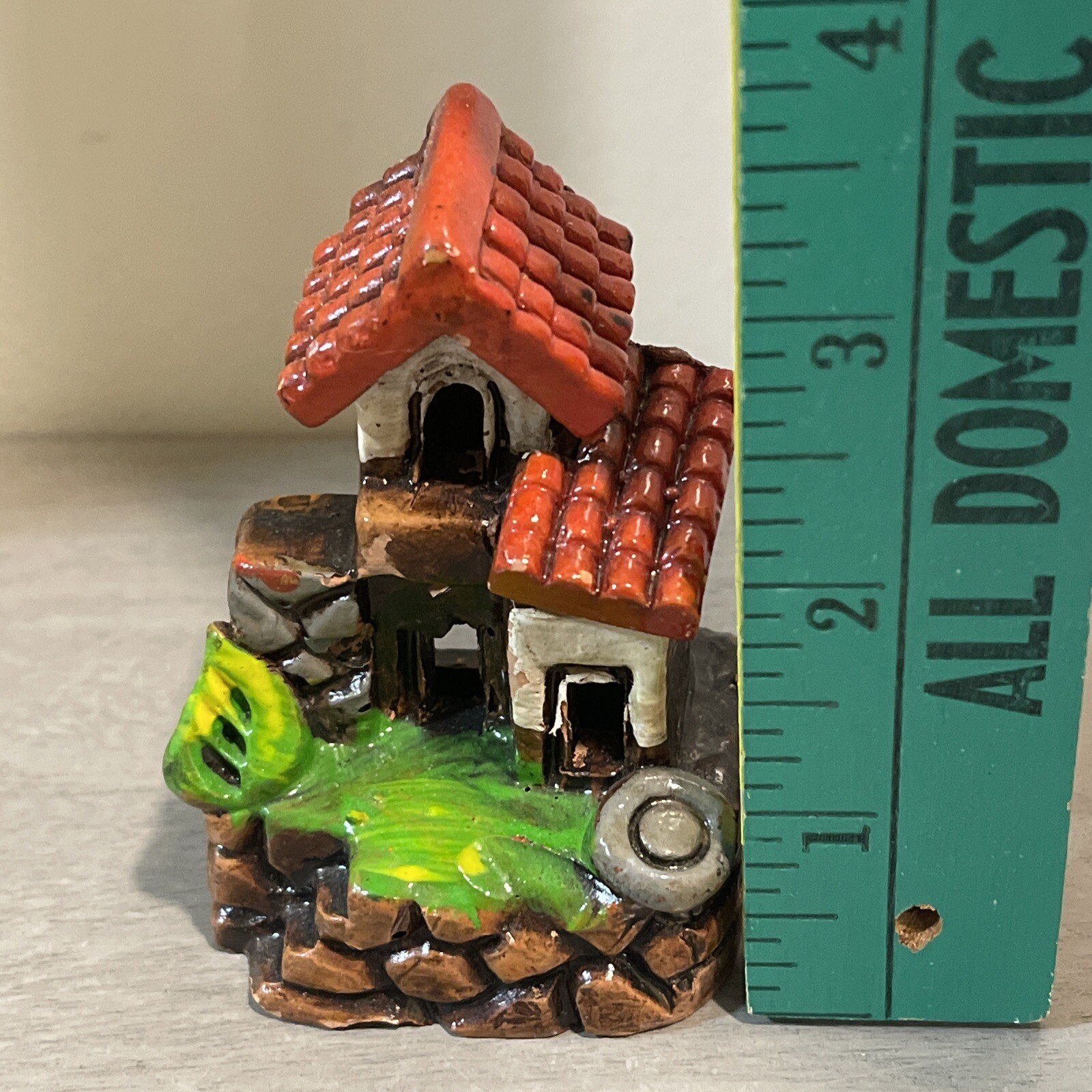 Vintage Hand Made Terra Cotta Red Tile Roof Stair Fairy House