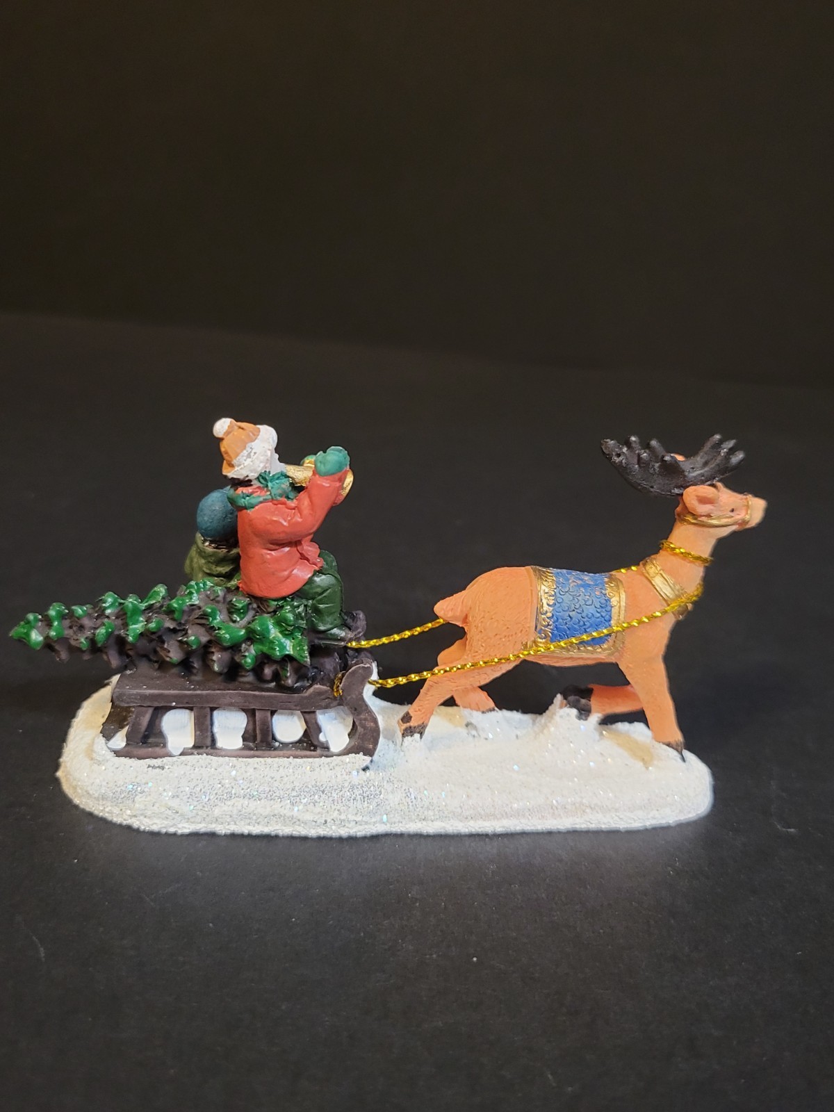 Holiday Time Santas Workbench Christmas Village Children On Sled With Reindeer