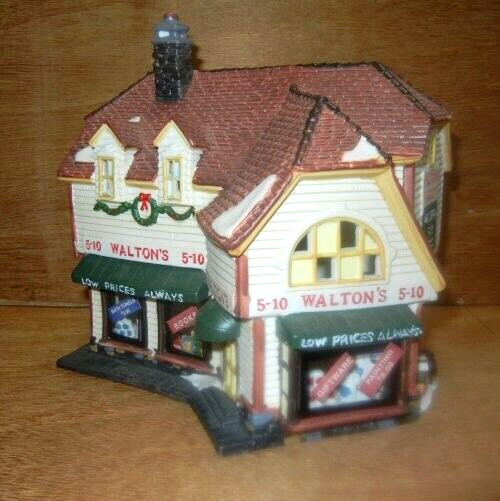 HOLIDAY TIME LIGHTED HOUSE/BUILDING 5-10 WALTON’S SEE THROUGH WINDOWS CORD BOX