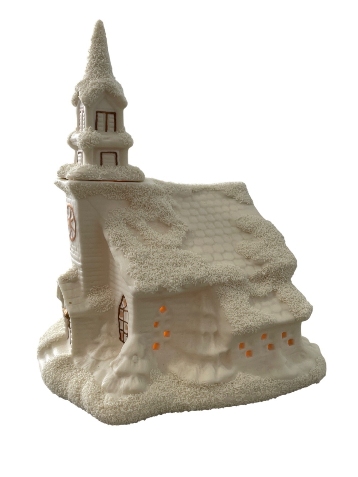 Albert Price Ceramic Snow Capped Church Light Up Decoration White Winter Scene