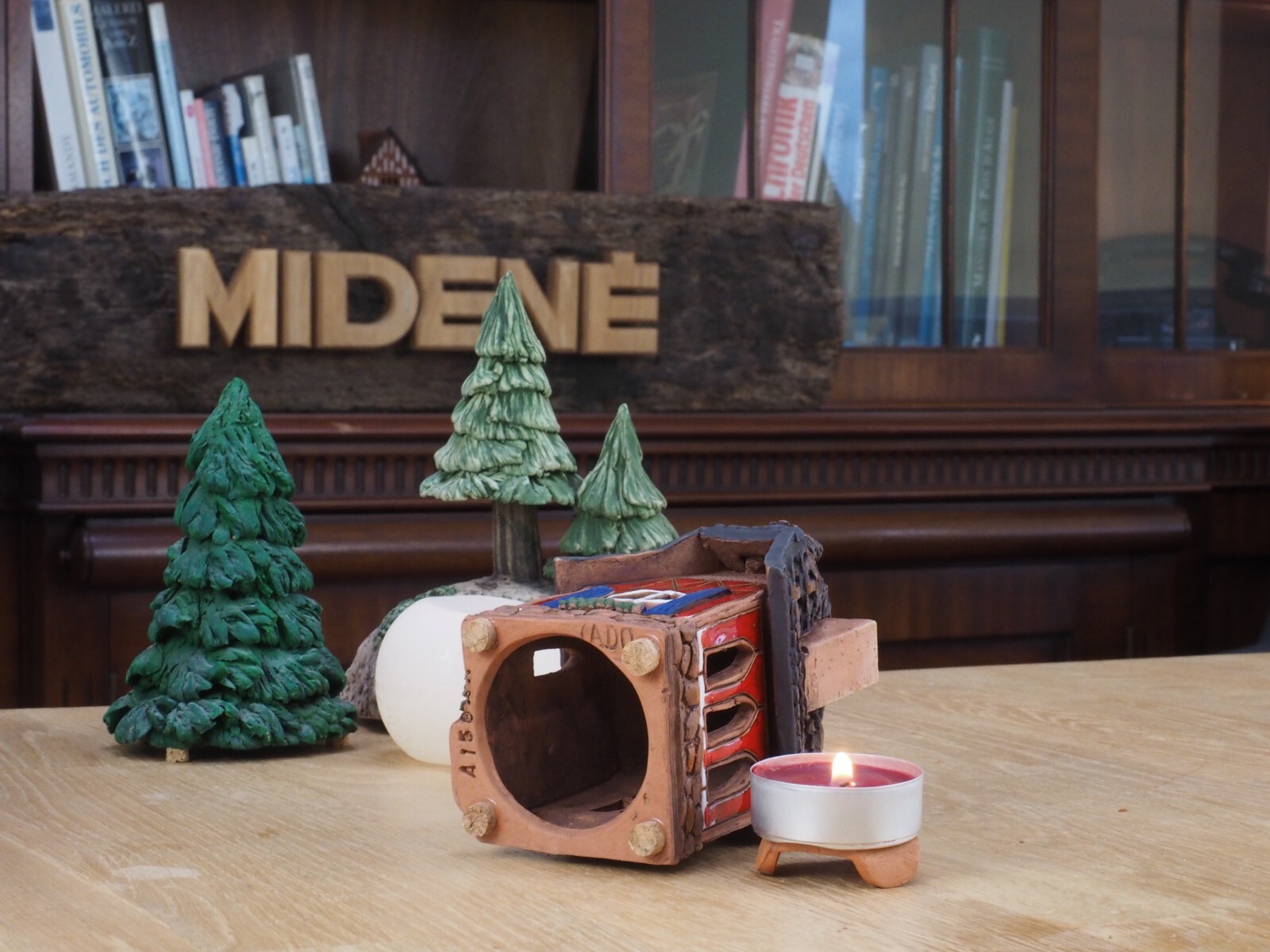 Ceramic House Miniature, Candle Holder ‘Midene Collection’, 16 cm, Handmade