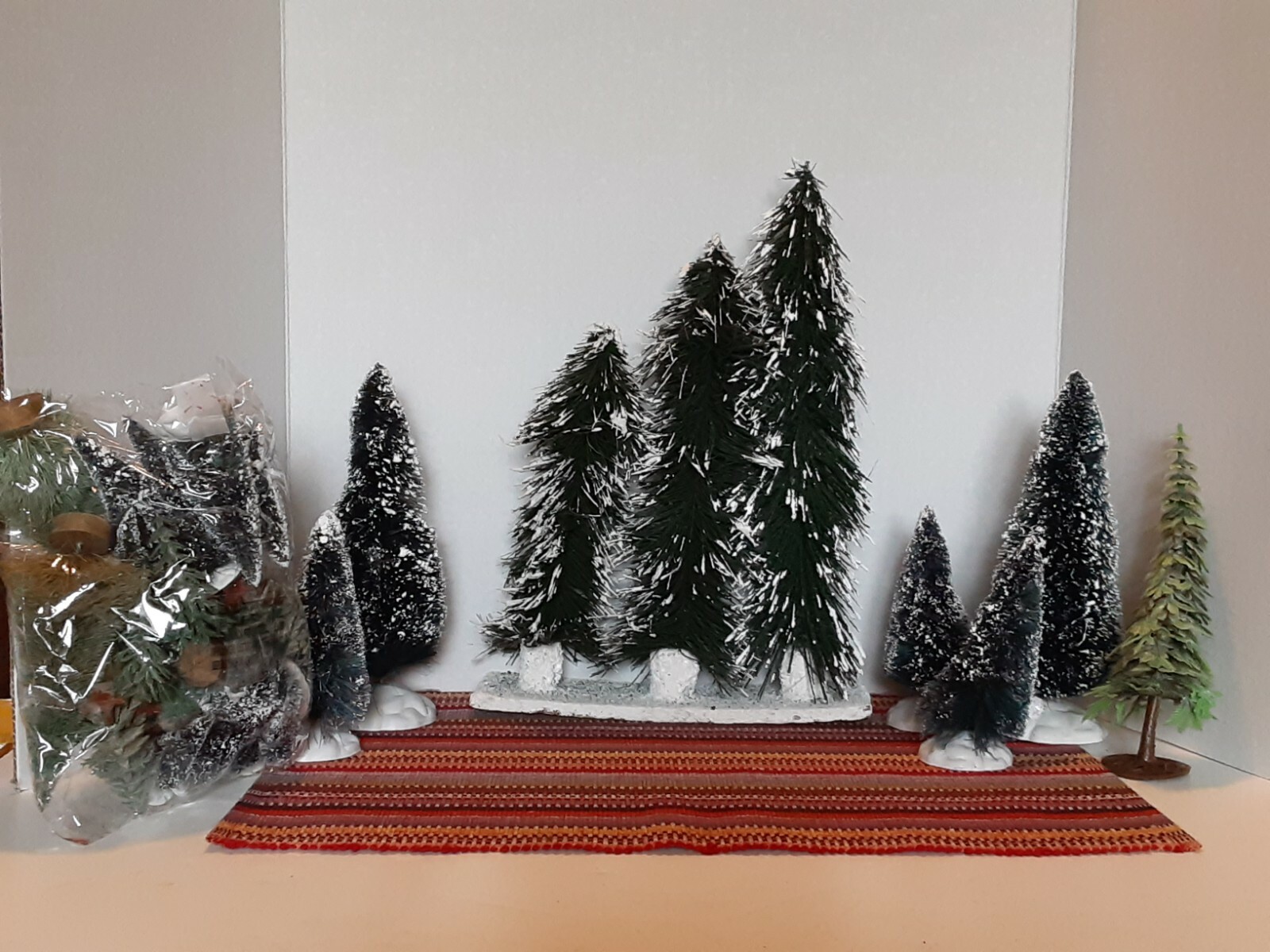 LEMAX 37 Snow Covered Evergreen Bottle Brush Trees LOT Christmas Village Dept 56