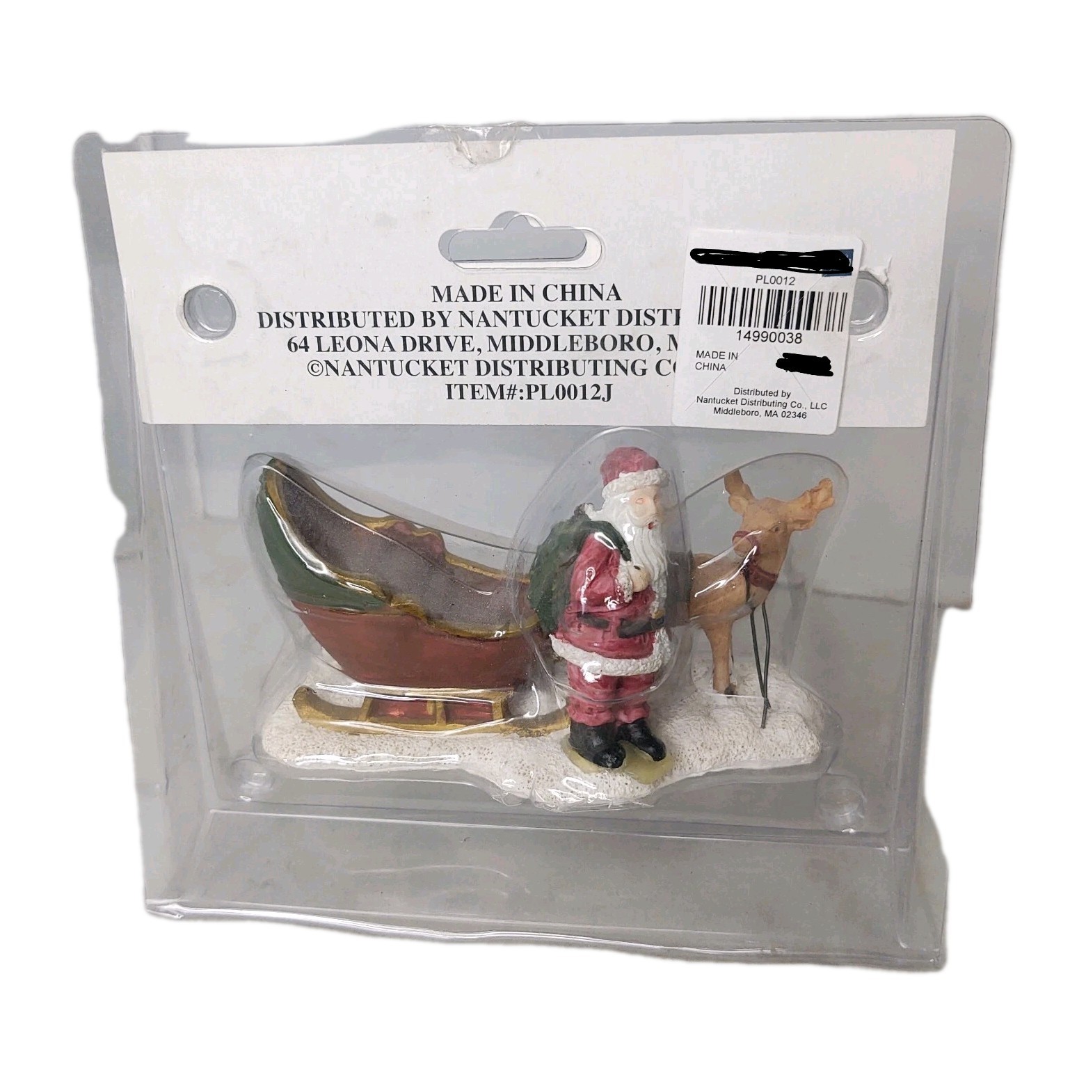 Santa Claus Sled Reindeer Miniature Figure Figurine Holiday Christmas Village