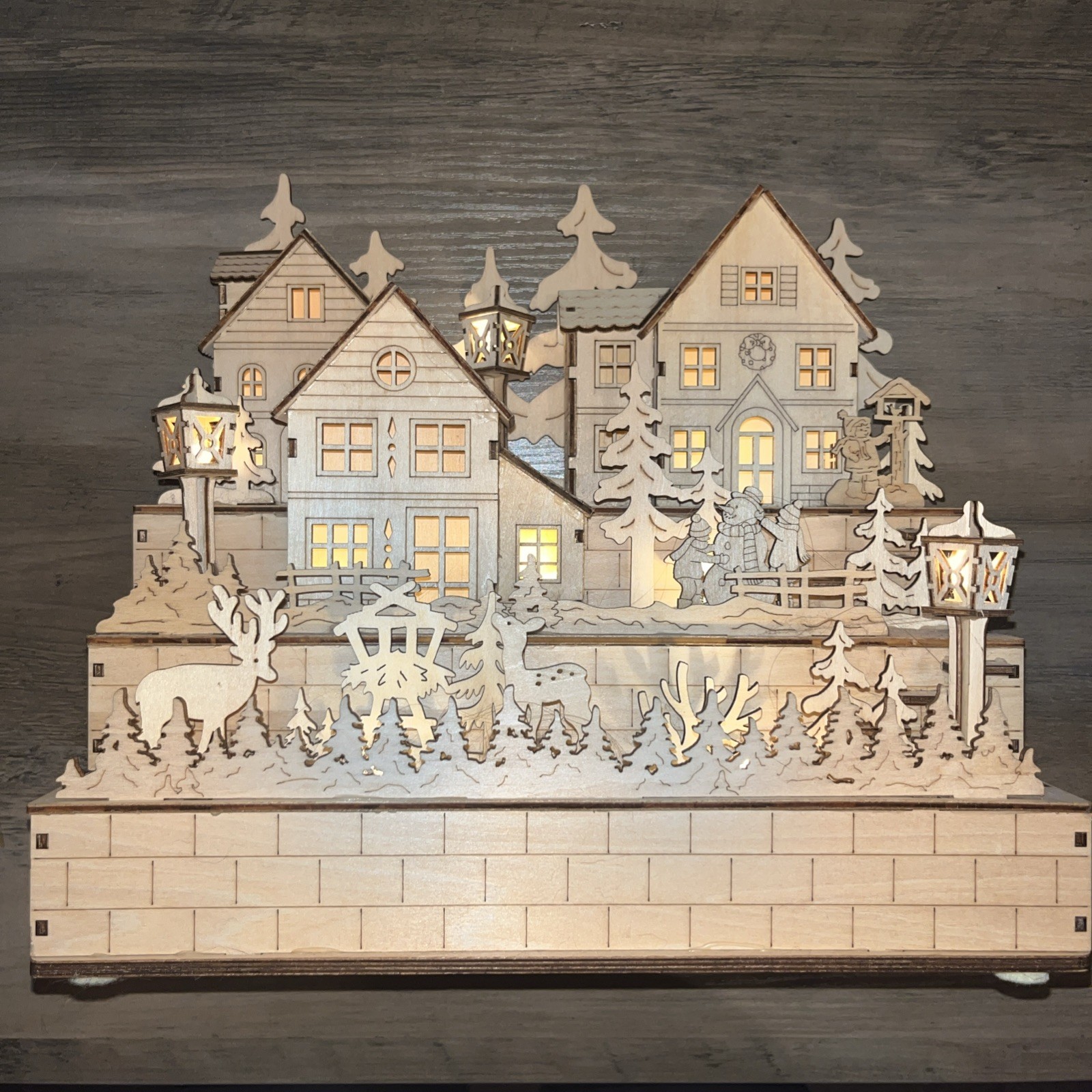 Wooden Christmas Village Houses Xmas Old Town Winter Scen…