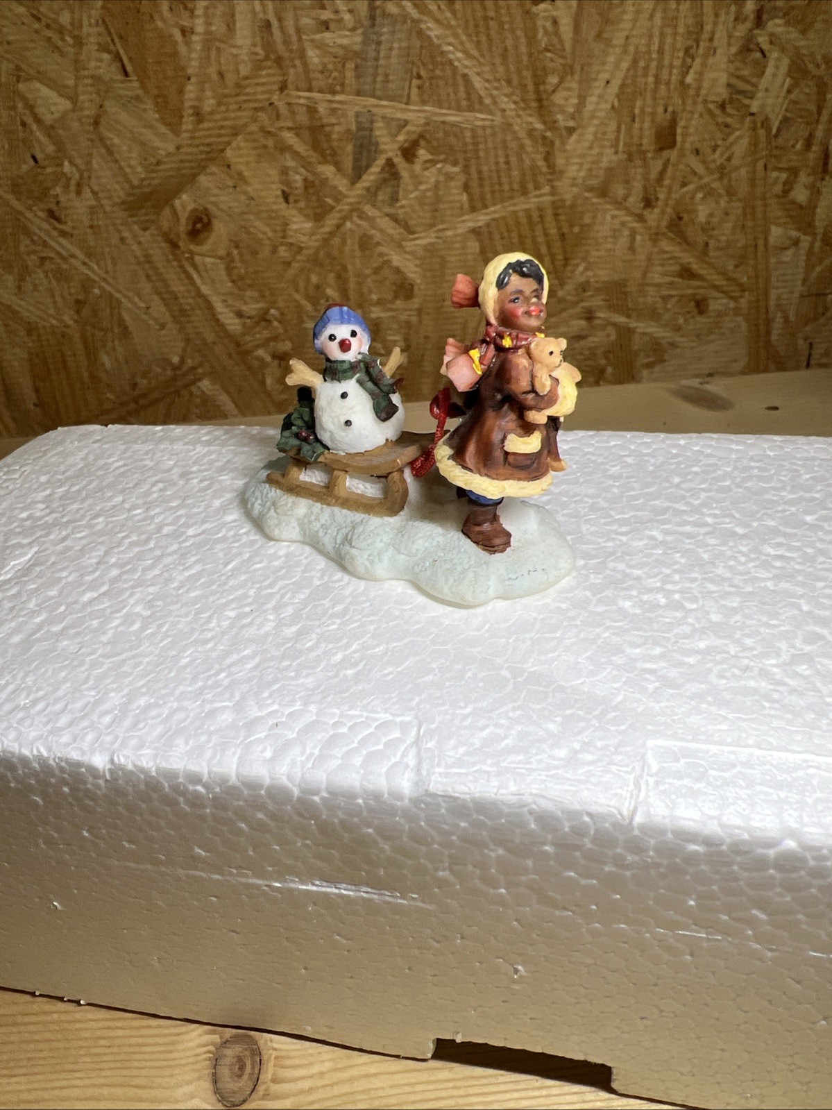 O’Well Girl With Sled And Snowman Presents Christmas Village Figurines Retired