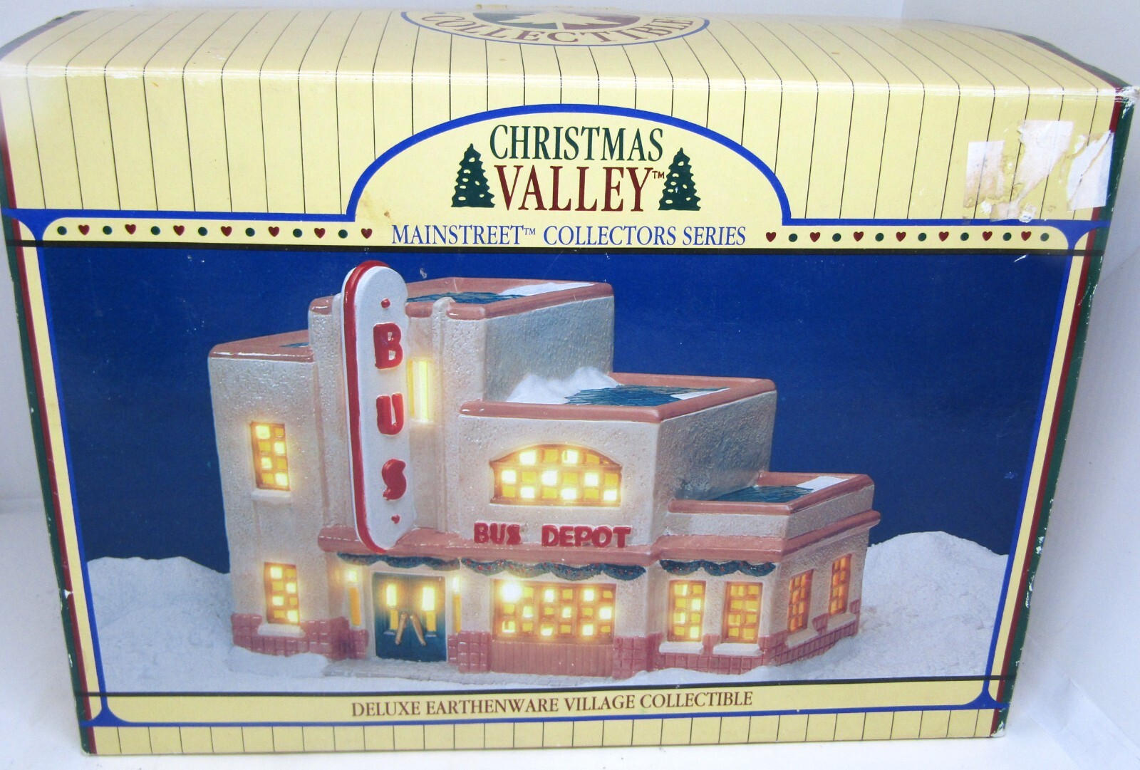 RARE!! 1993 Christmas Valley Collectible Seasonal Specialties Lighted Bus Depot
