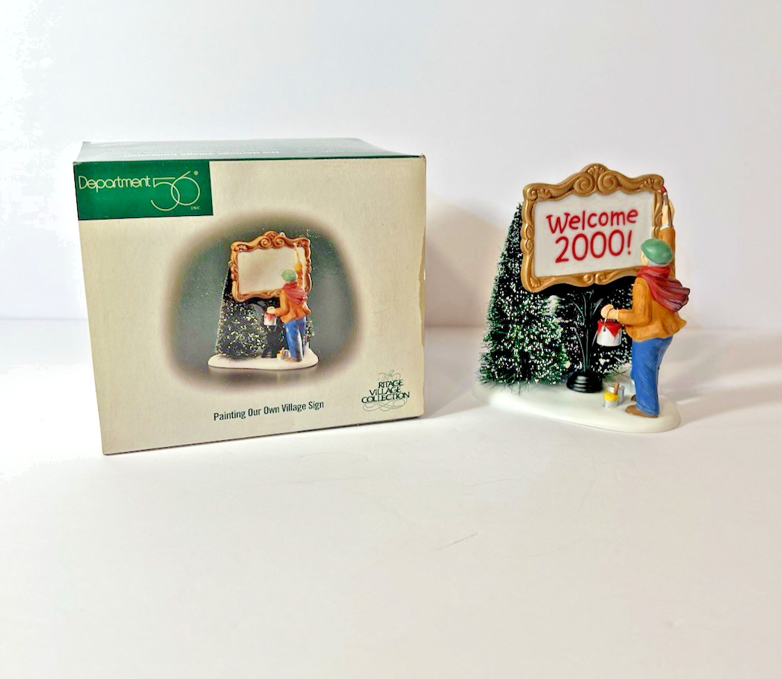Dept 56 Dickens Village – Painting our own Village Sign Y2K! Free Ship!