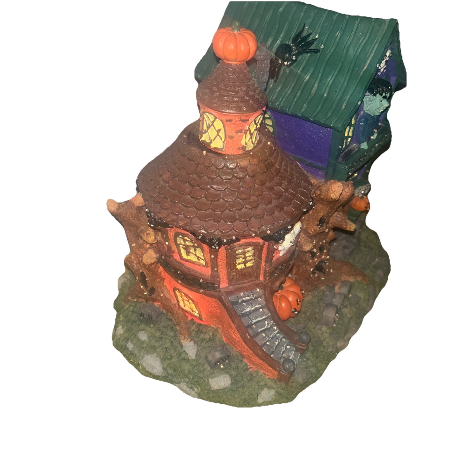 Fiber Optic Halloween Haunted House 10’’ Friday The 31st Box Spin Pumpkin Works
