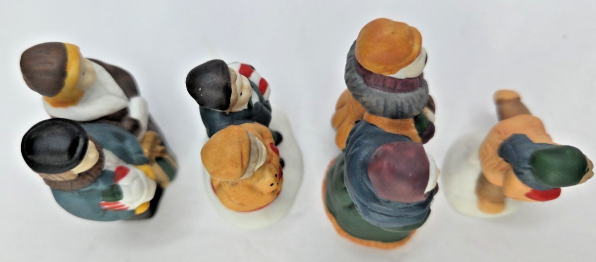 Lemax Vintage Christmas Village Figures Set of 4 Couples Kids Skating Snow Fun