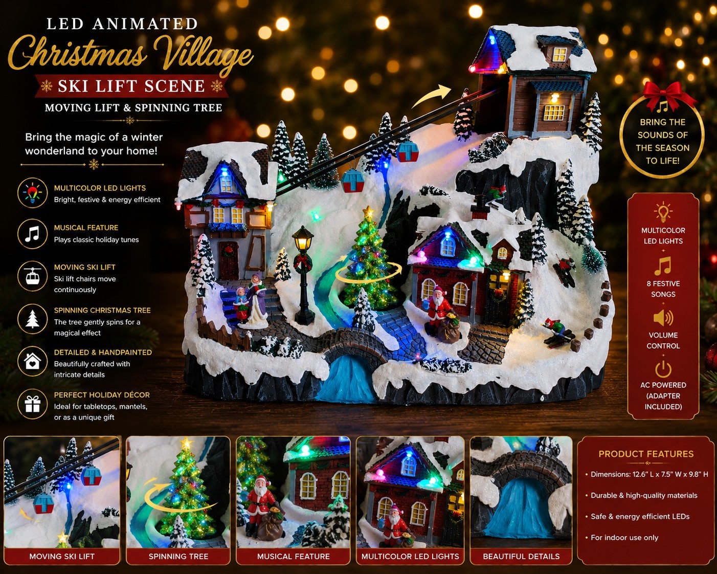 Christmas village Ski Lift Animated LED And Rotating Tree NOW AVAILABLE