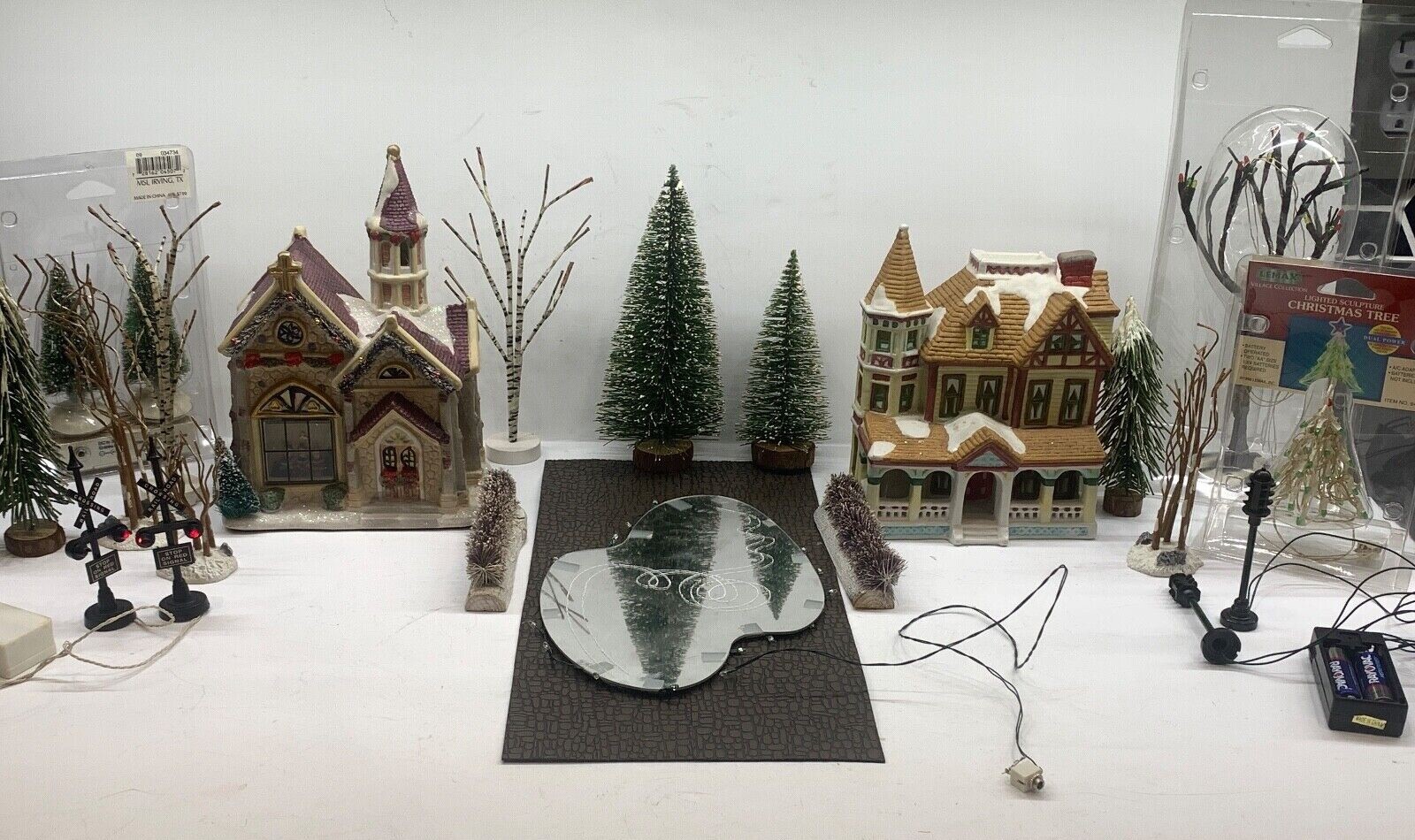 Vintage Miniature Christmas Set Village, 20 Pieces, Christmas Village Display, 