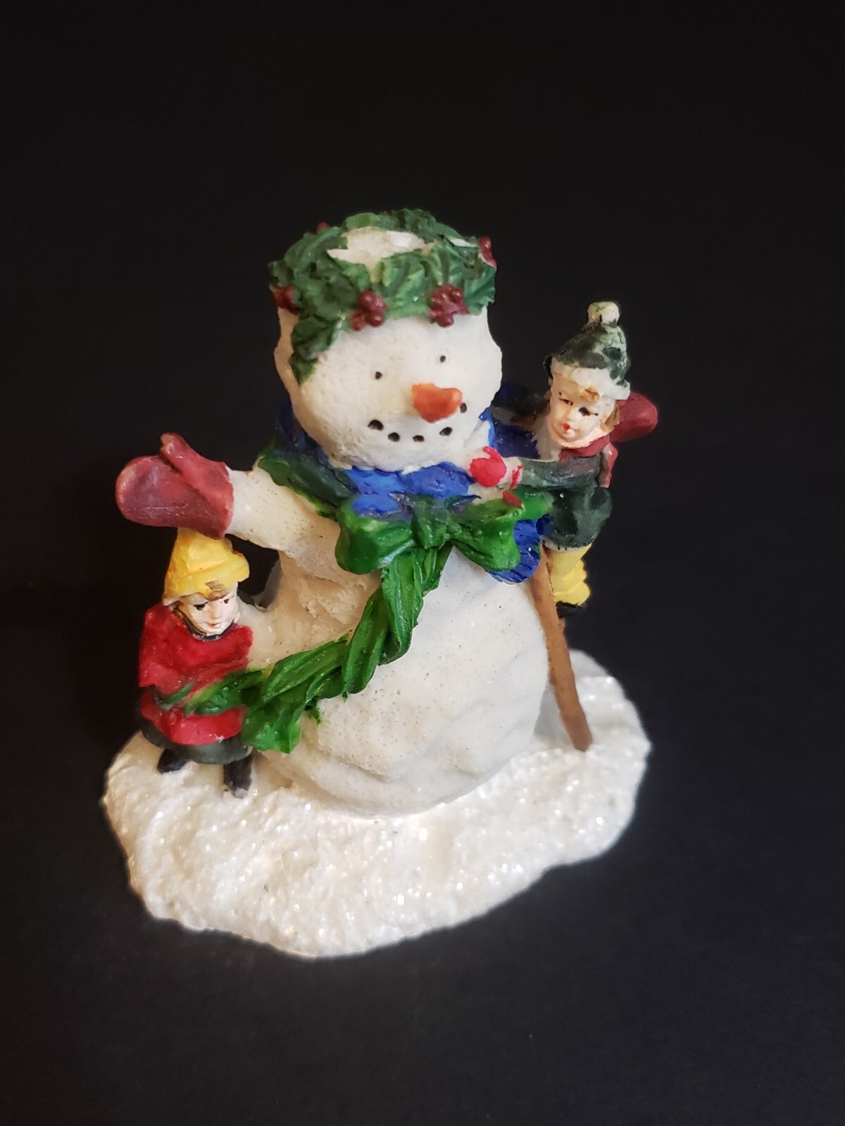 Holiday Time Santas Workbench Christmas Village Children Building A Big Snowman