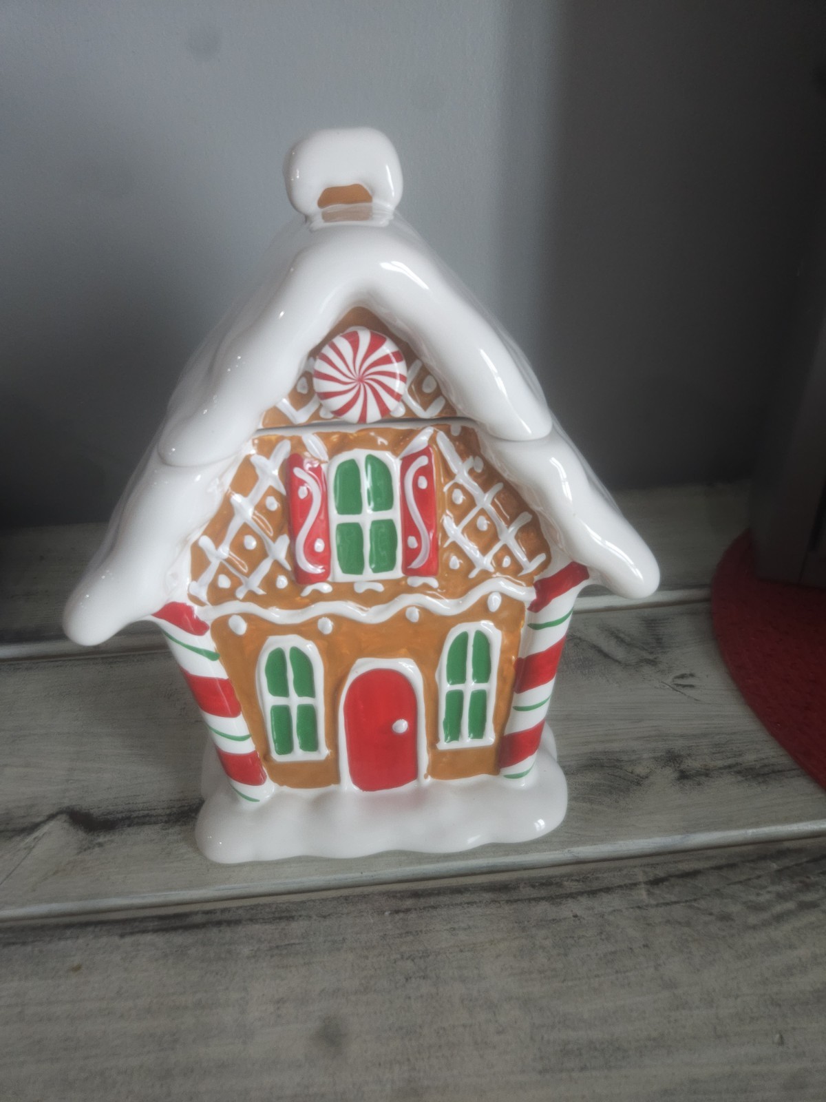 Telefloral Christmas Ceramic Gingerbread House Planter Cookie Jar 9” Tall