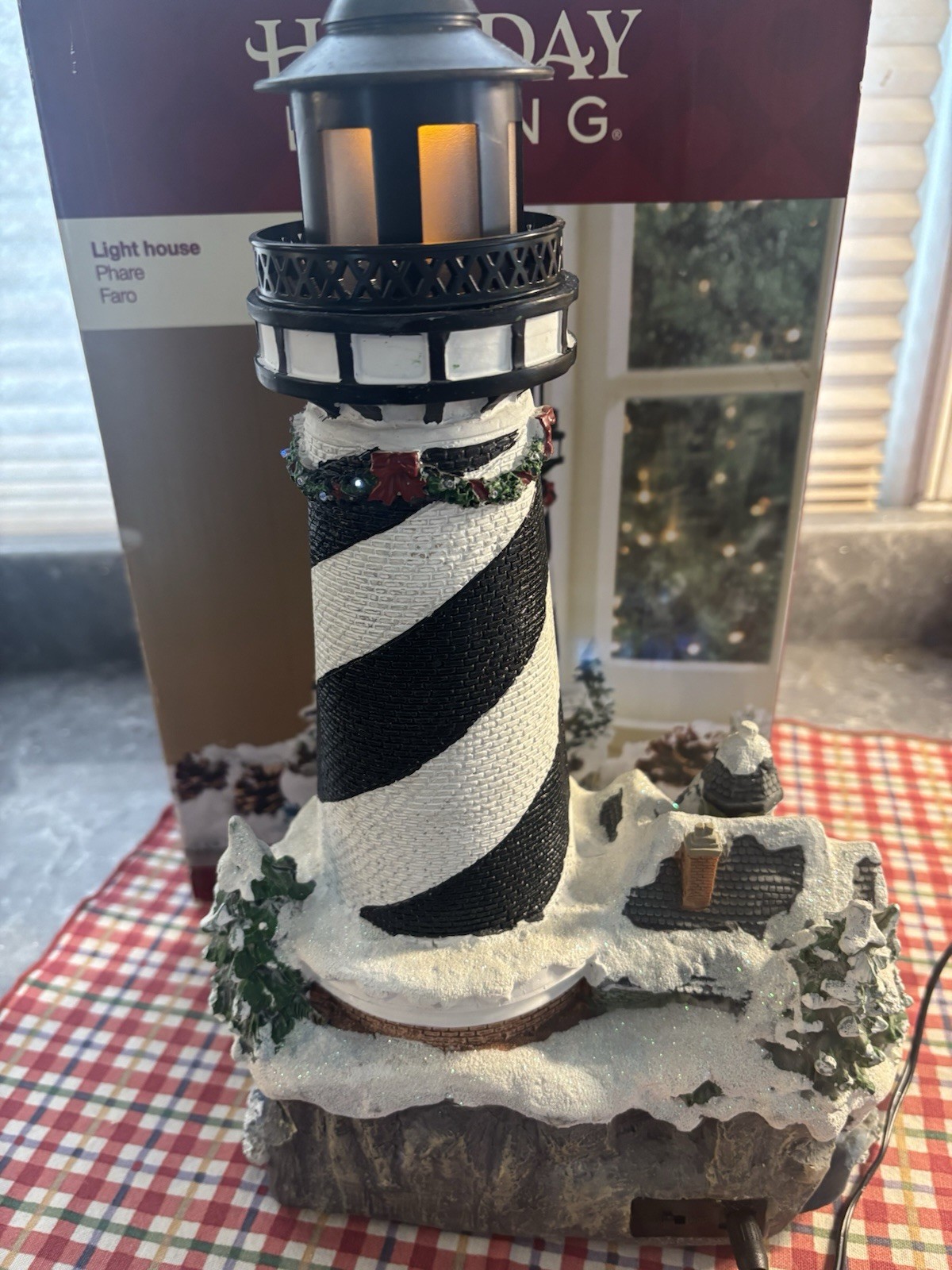 Holiday Lighthouse Christmas Fiber Optics Lights WORKS! Includes Adapter