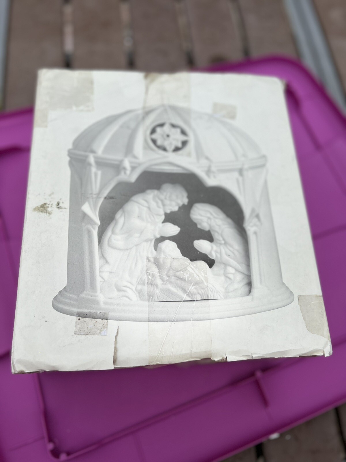 DEPARTMENT 56 Porcelain Nativity Scene Manger Light Up Ceramic HOLY FAMILY EEUC