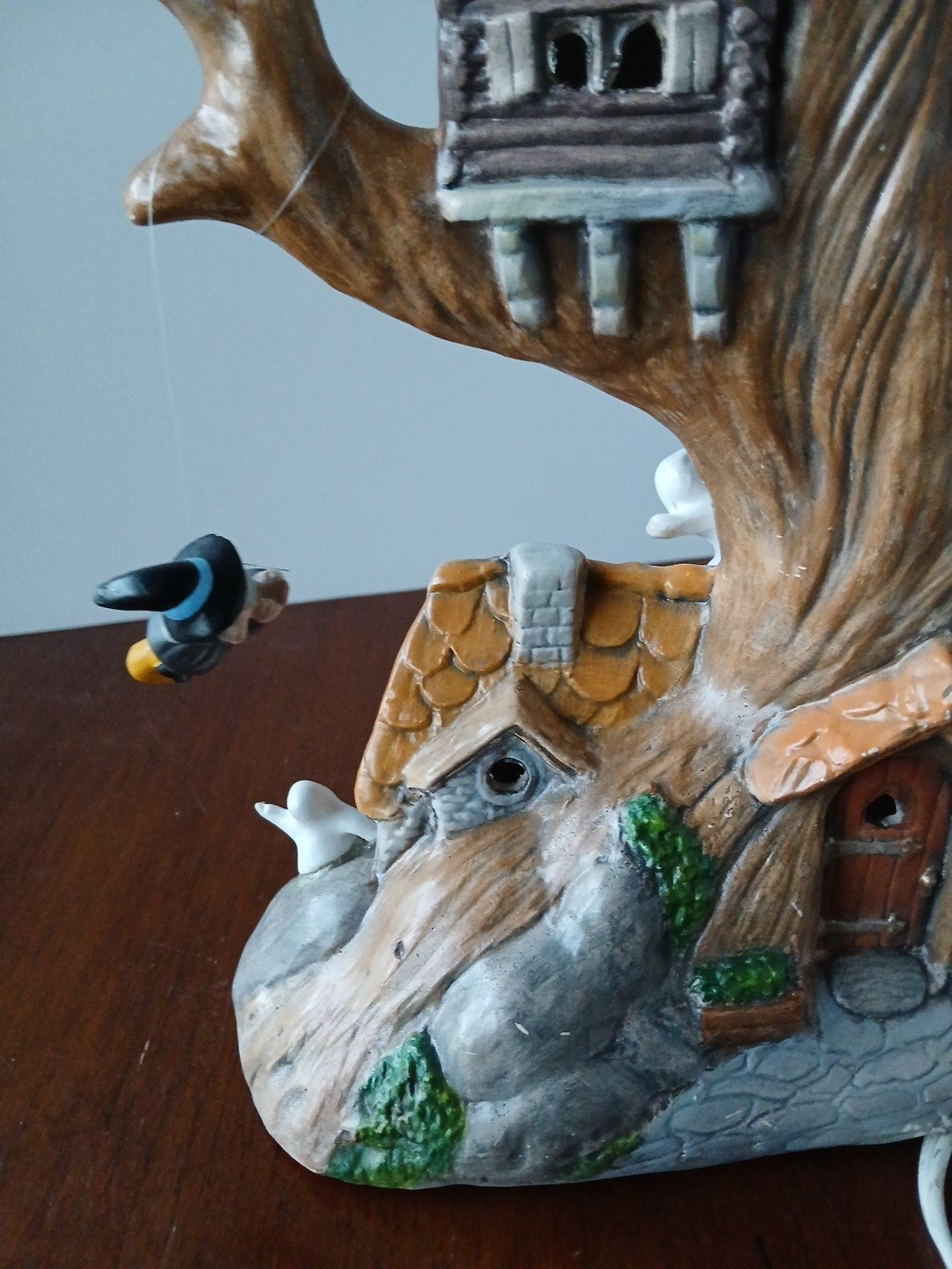 Vintage Haunted House Inn Halloween Ghost Pumpkins Bats Witch Lights Up Orange