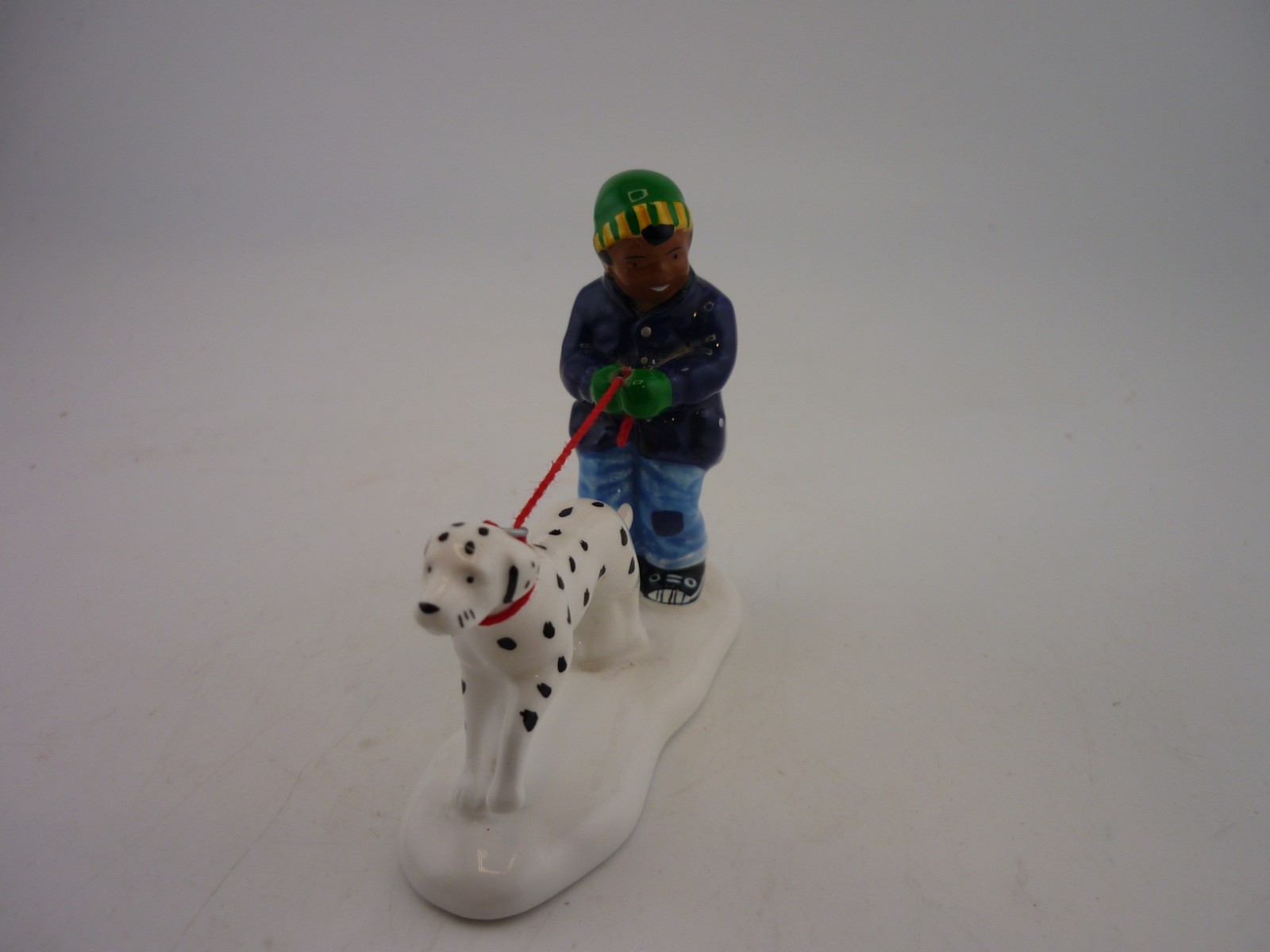 Department 56 Snow Village Boy Walking Dalmatian Dog Porcelain Village Figure