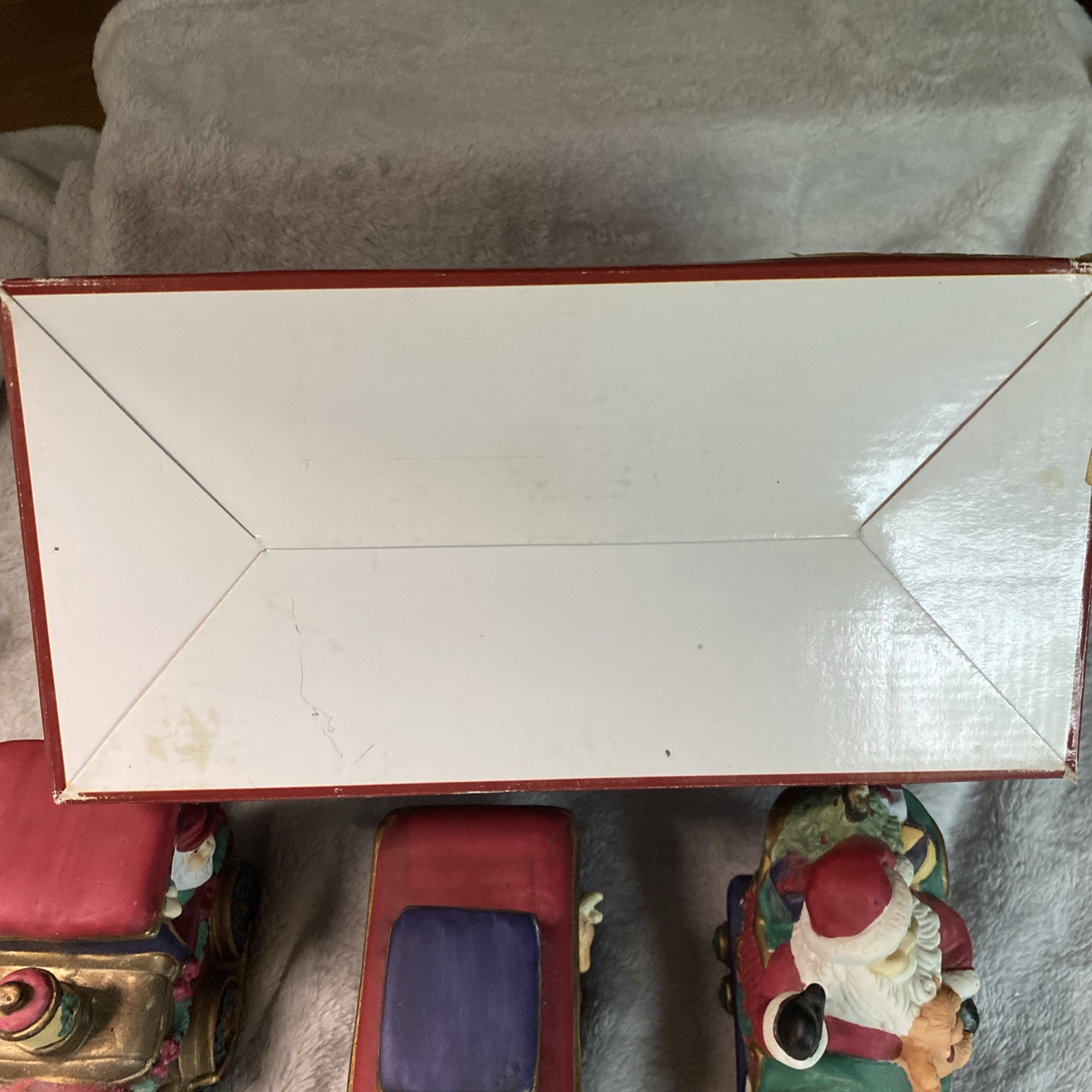 Santa’s Workbench 3 Piece Porcelain Lighted Santa Train Set Christmas Holiday