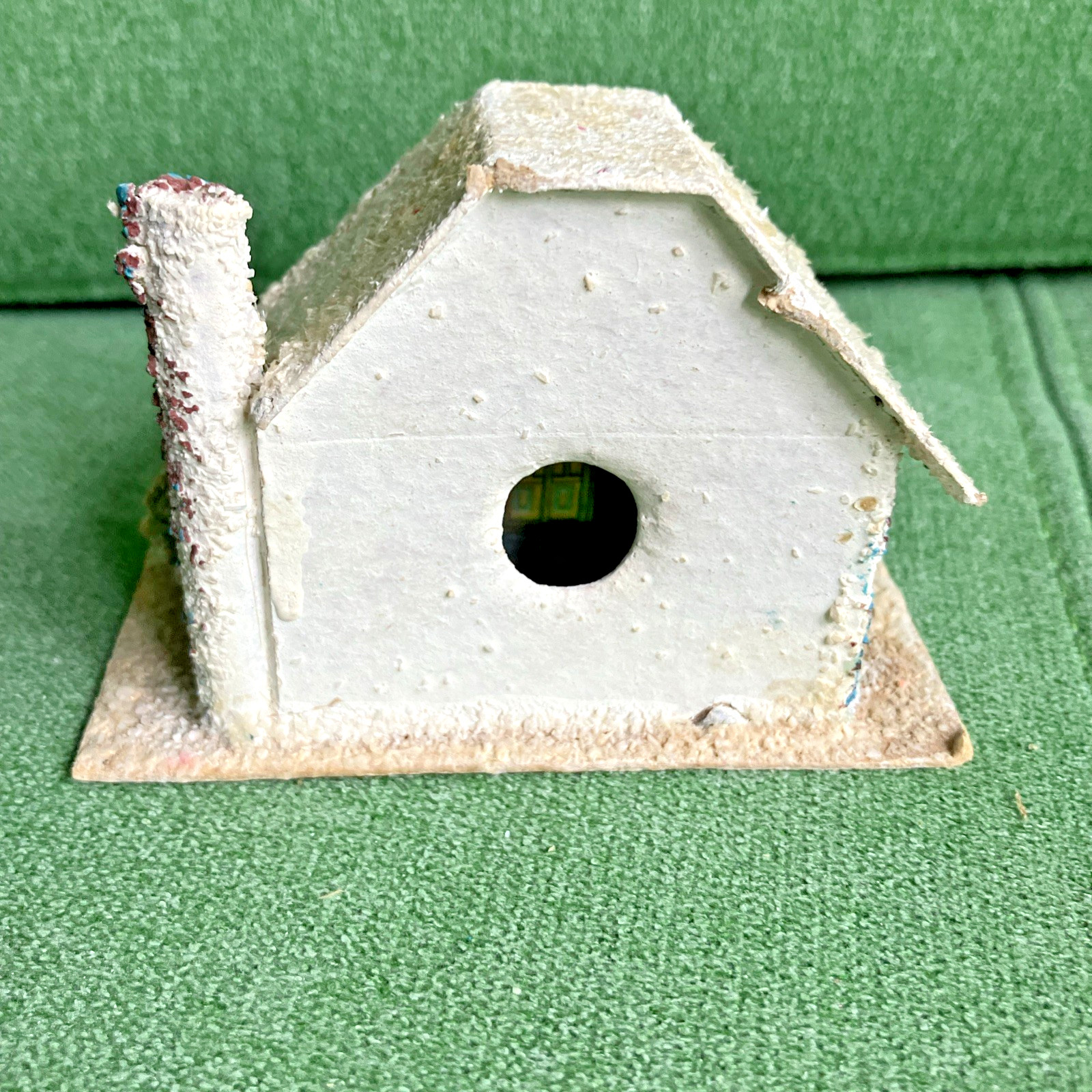 5 Different VTG Christmas Putz Houses, Cardboard w Mica Glitter, Windows, Trees