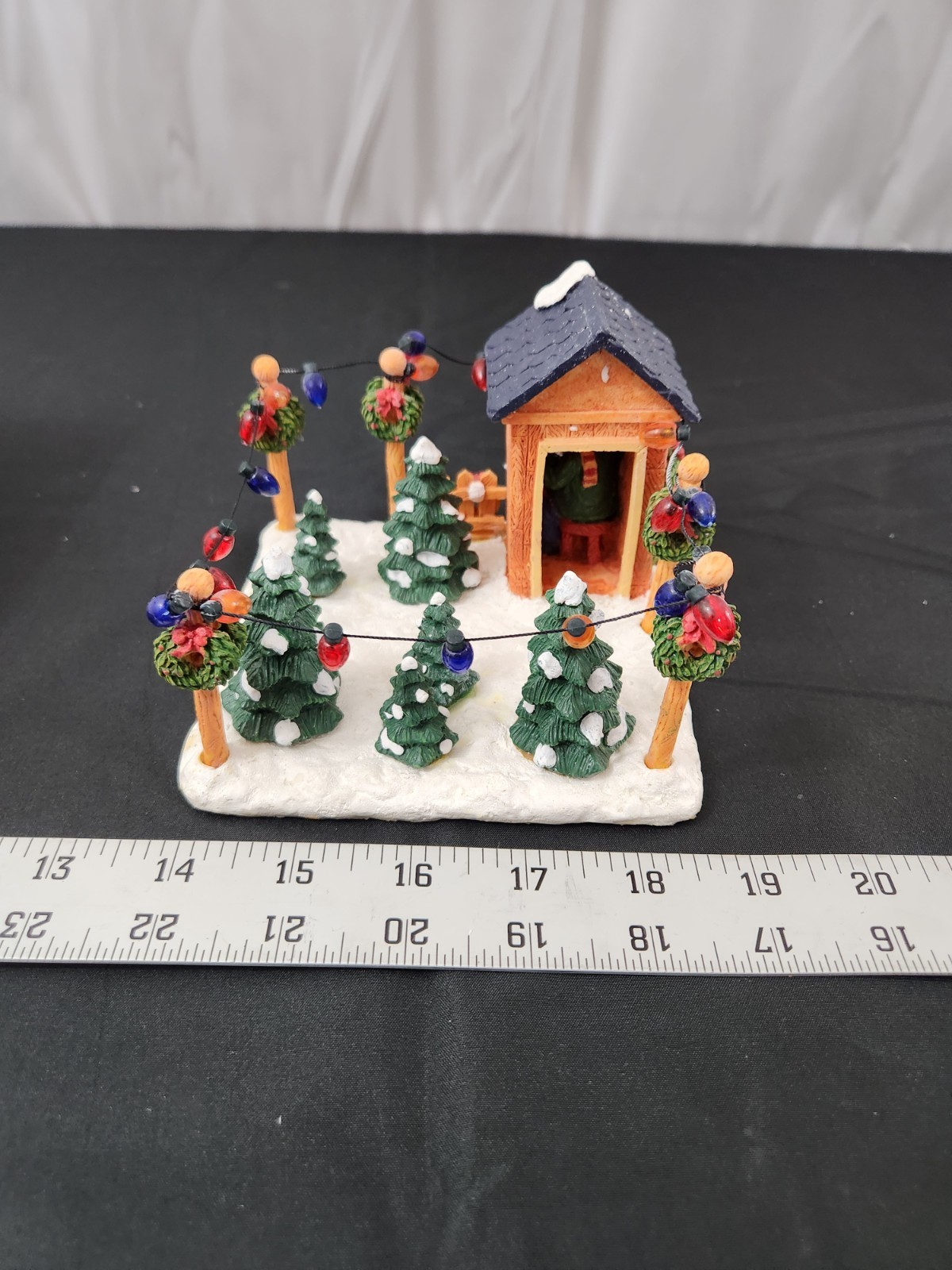 Traditions Resin Tree Lot Christmas Village Accessory Miniature Snow Scene Green