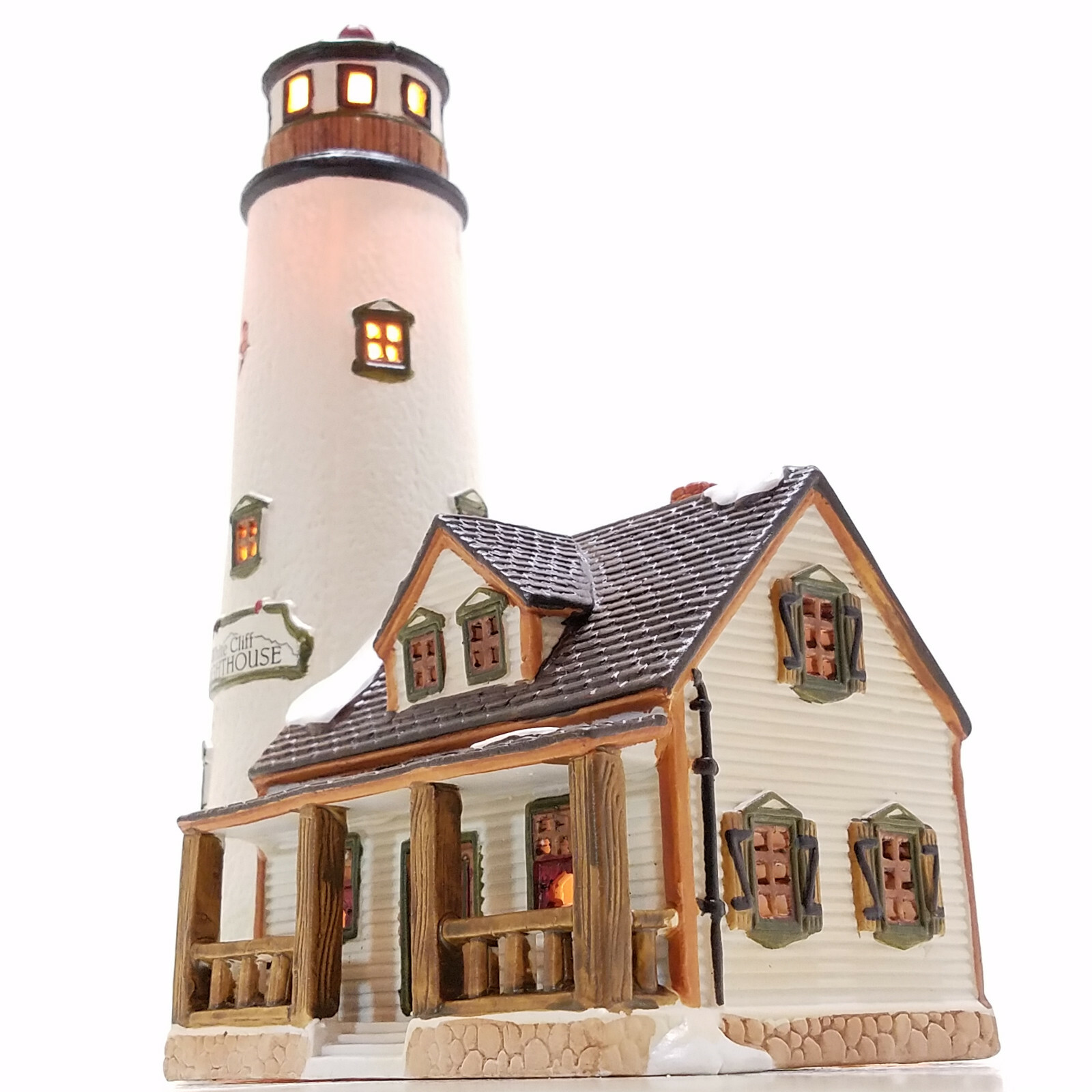 Lemax 1997 White Cliff Lighthouse Flashing Plymouth Corners SKU#5018554 Coastal